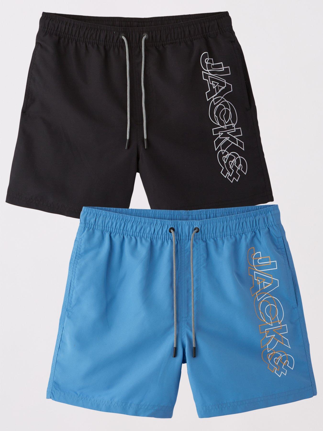 jack-jones-jack-amp-jones-2-pack-fiji-double-logo-swim-shorts-blackfront