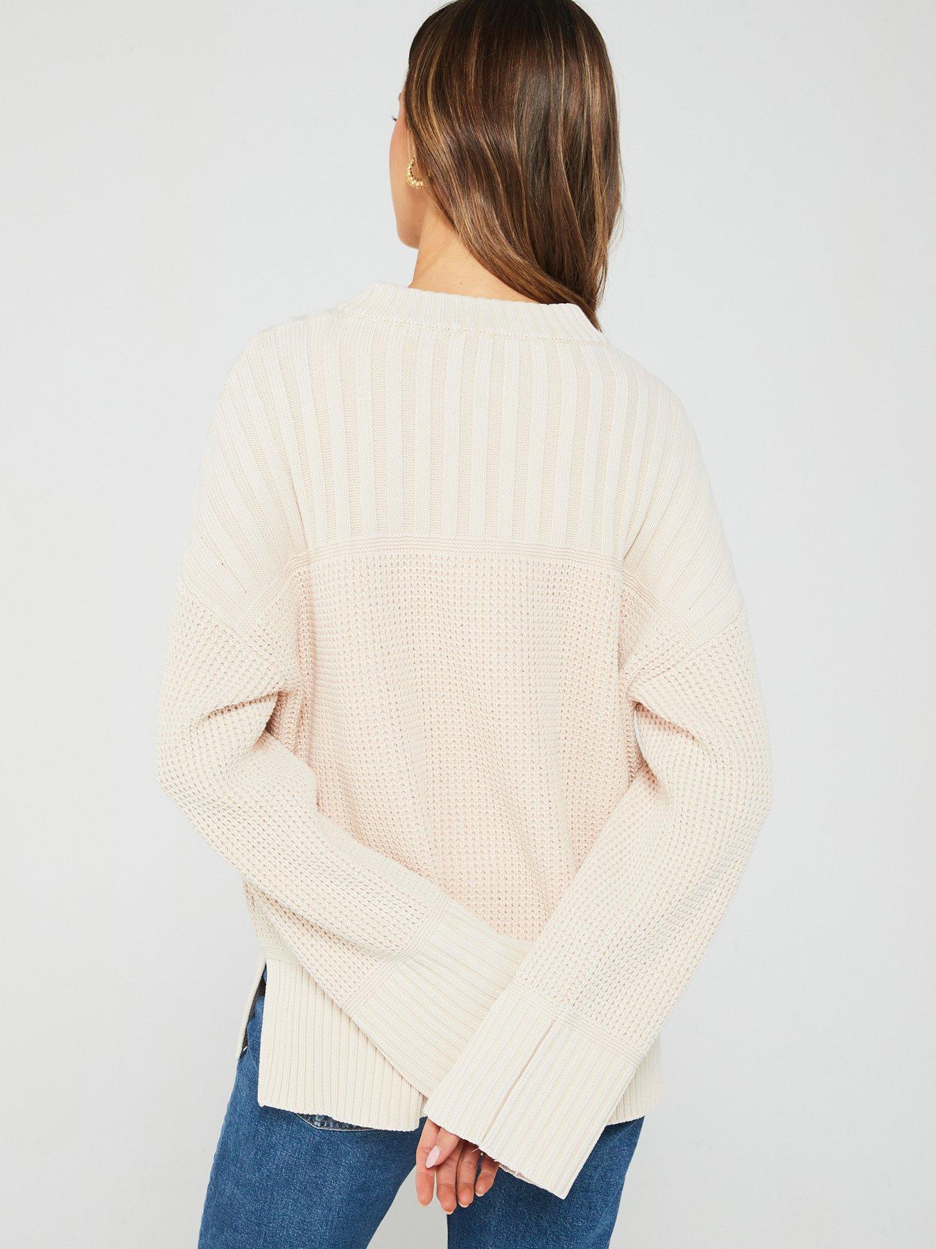 boss-feverina-knitted-crew-neck-jumper-beigestillFront