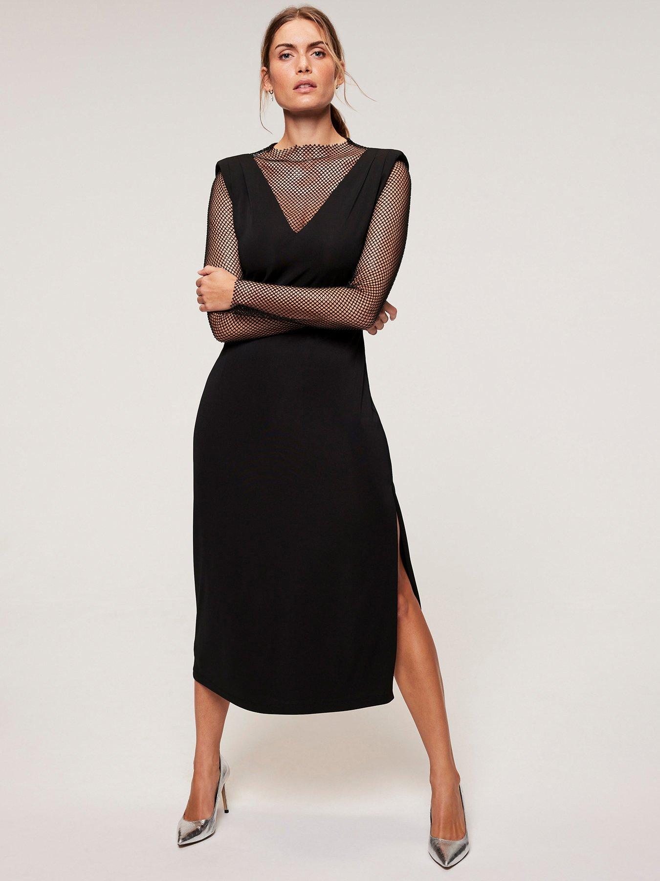 Mesh v outlet neck dress