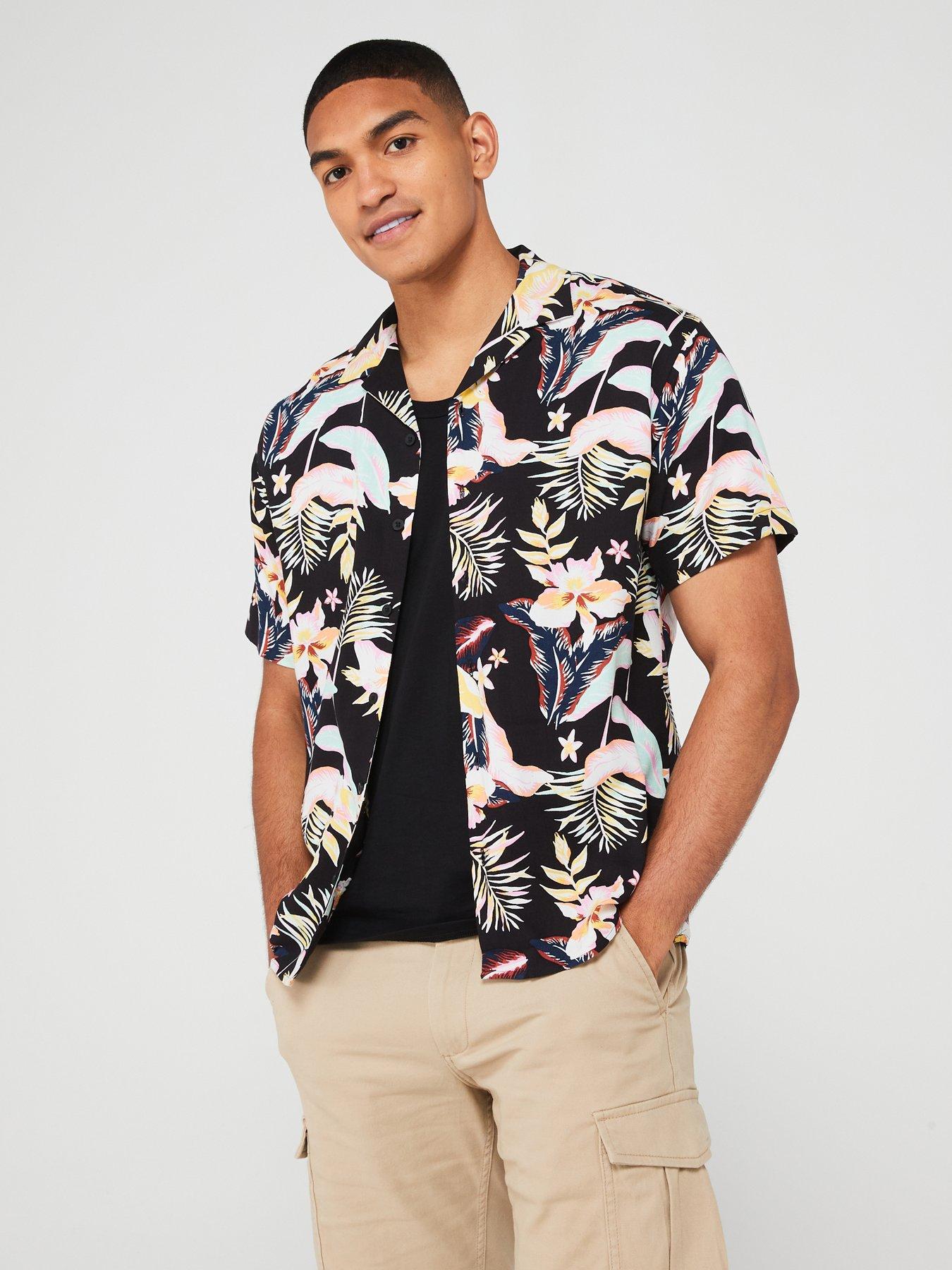 jack-jones-jack-amp-jones-tropical-print-resort-shirt-black