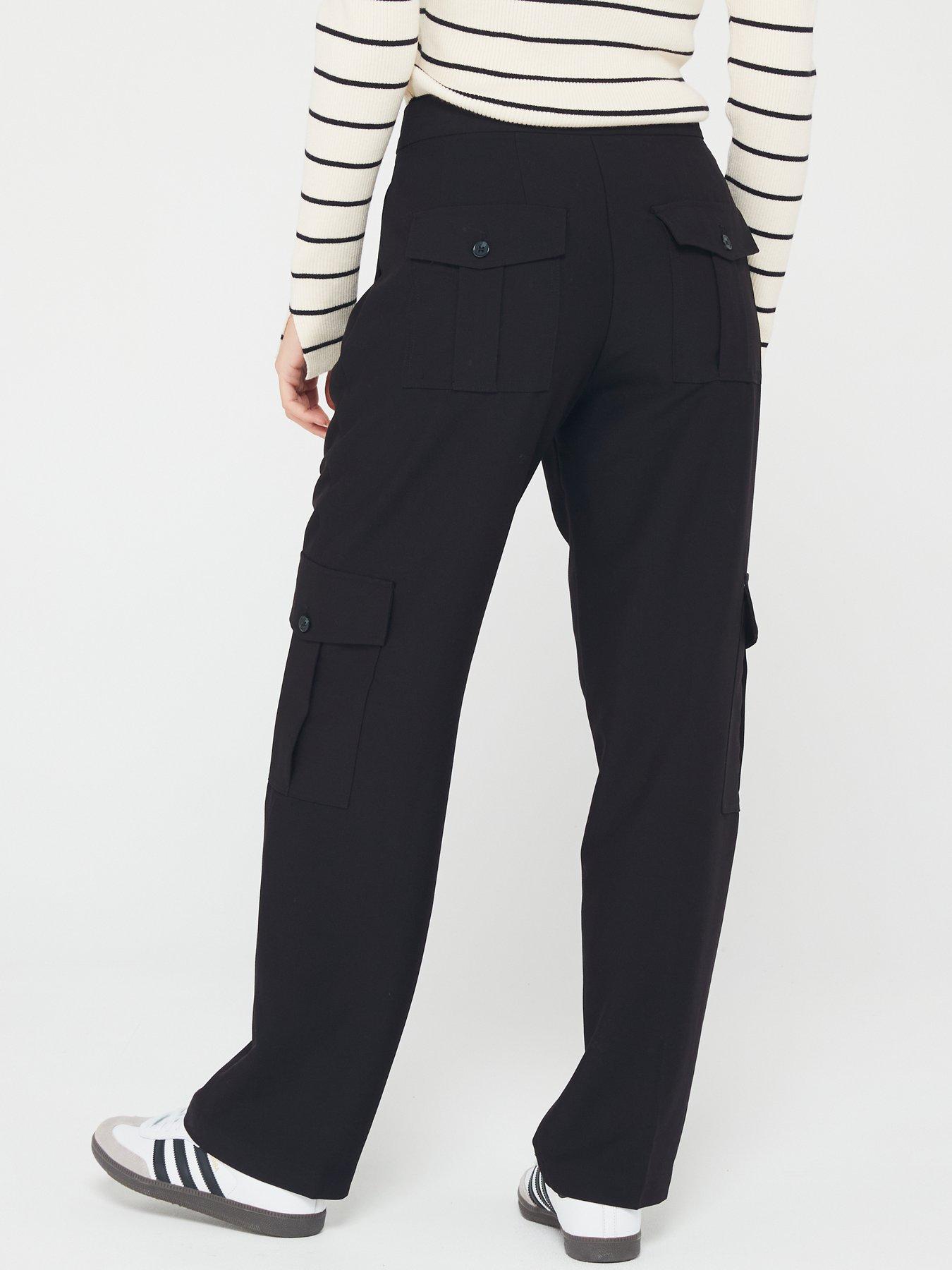 Long Tall Sally Ponte Trouser With Tie Waist 36inch - Black