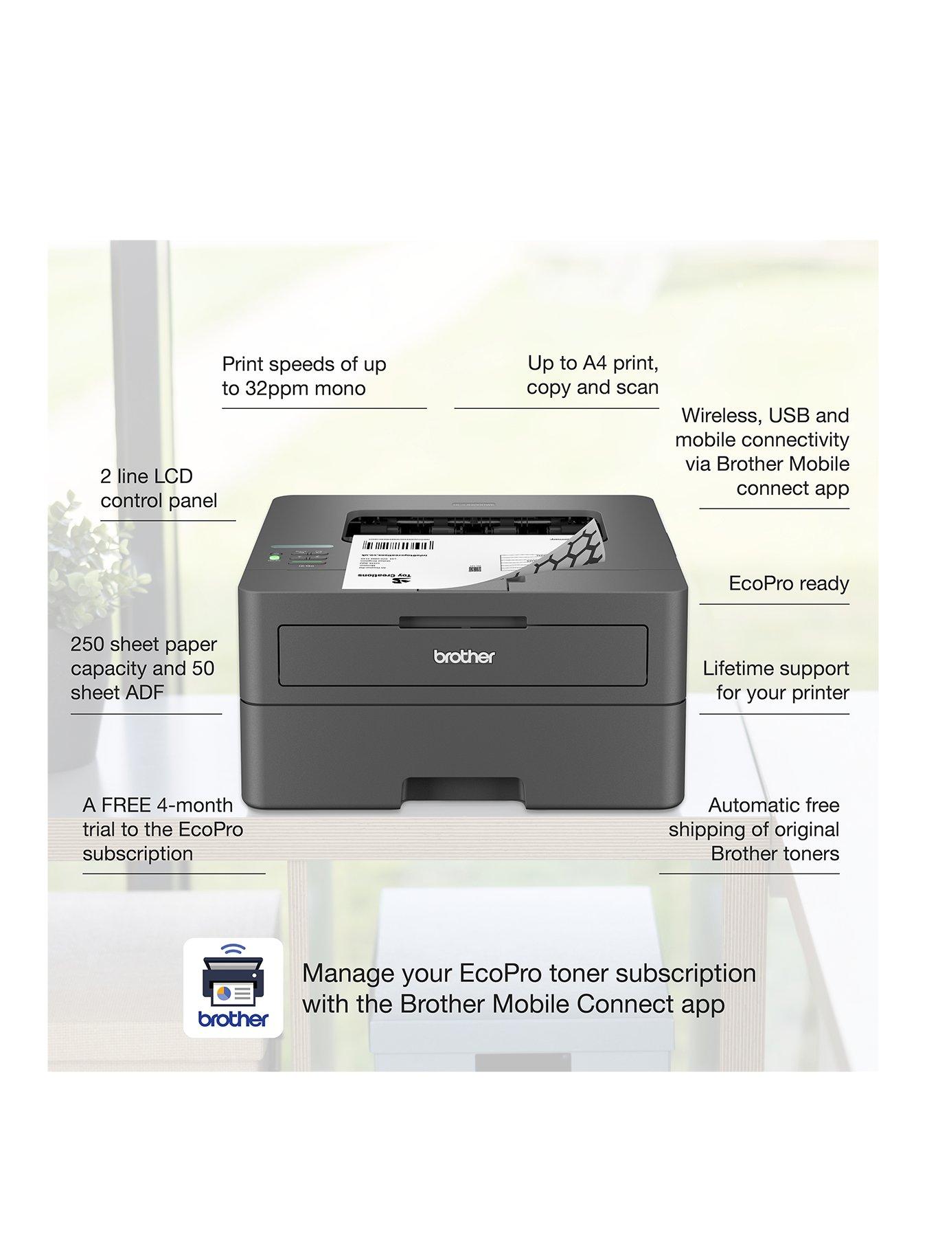Image 3 of 4 of Brother HL-L2400DWE EcoPro Ready Wireless Mono Laser Printer
