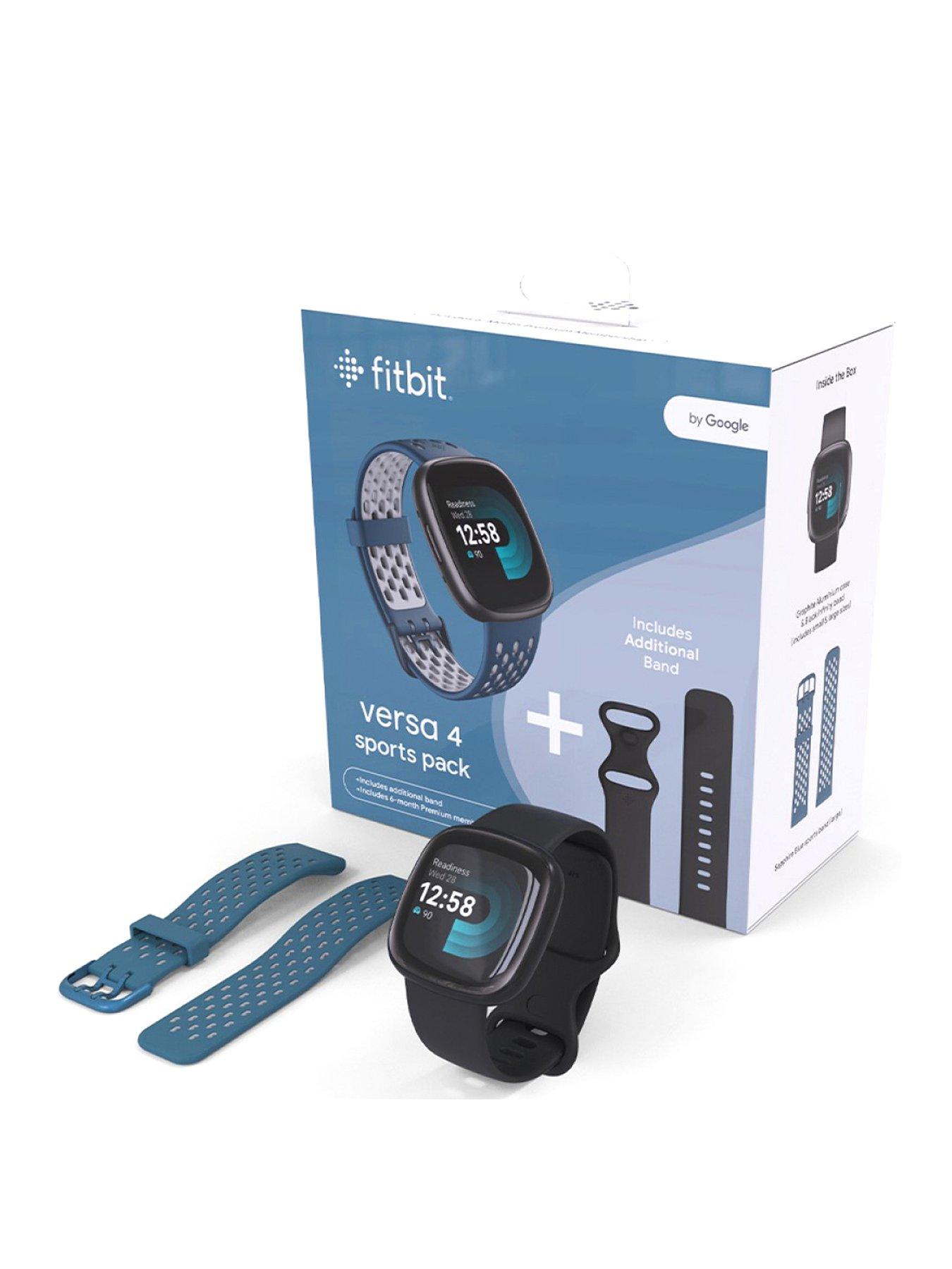 Image 1 of 8 of Fitbit Versa 4 (Black/Graphite) with Additional Sports Strap