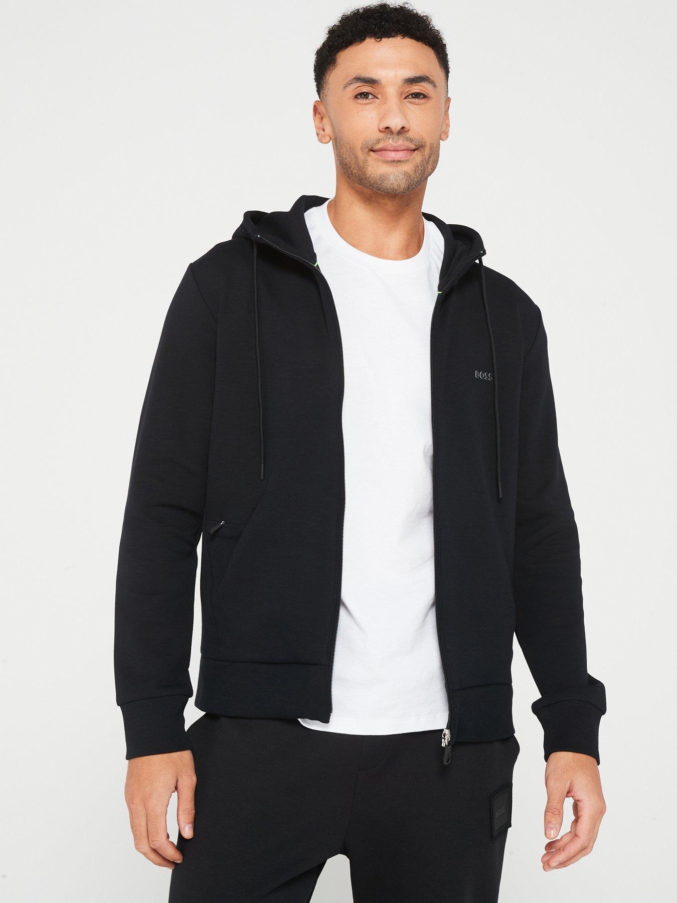 Image 1 of 4 of BOSS Saggy Logo Zip Thru Hoodie - Black