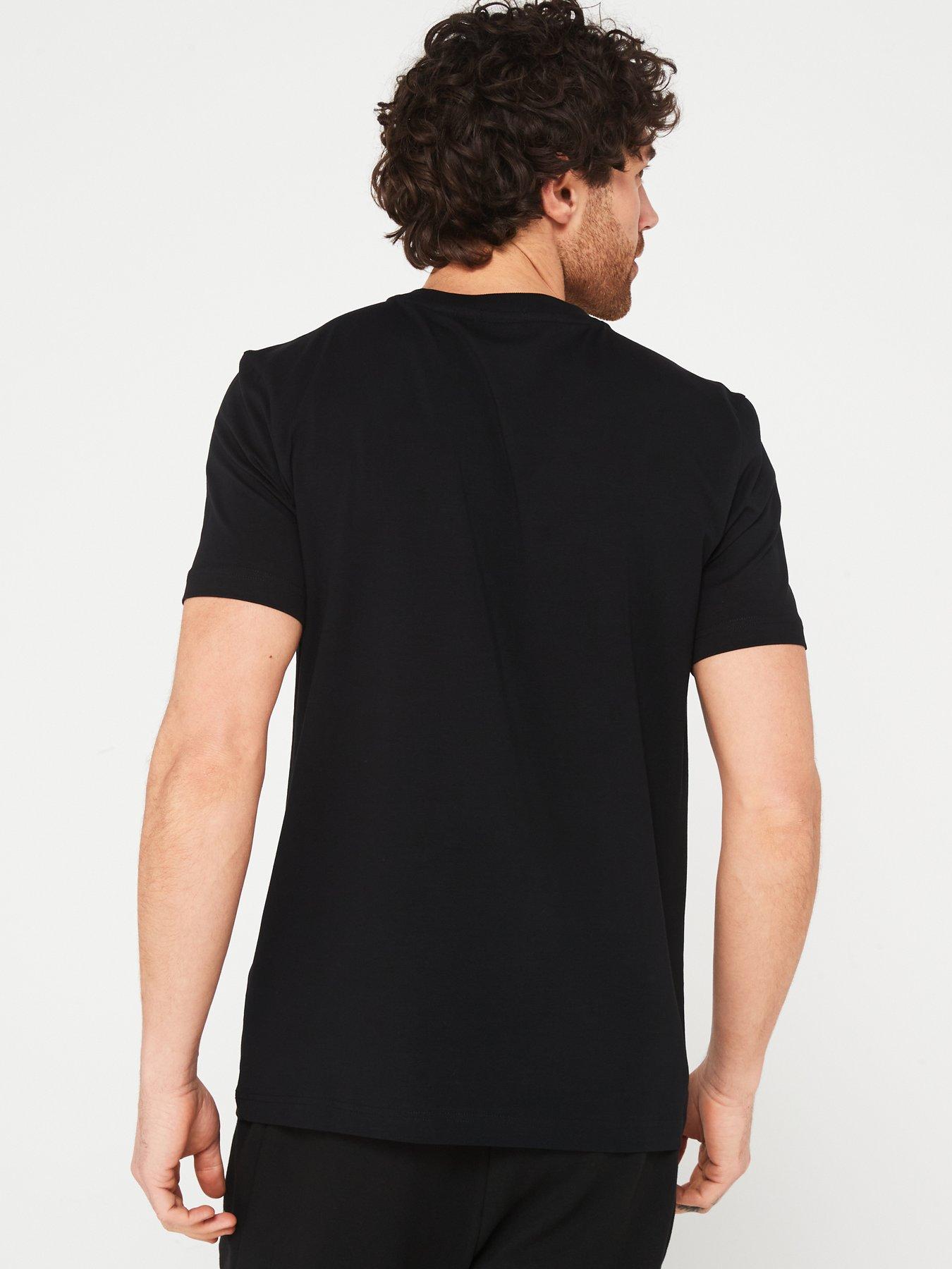 Image 2 of 4 of BOSS Mens Cotton-Stretch Regular Fit Logo T-Shirt - Black/White