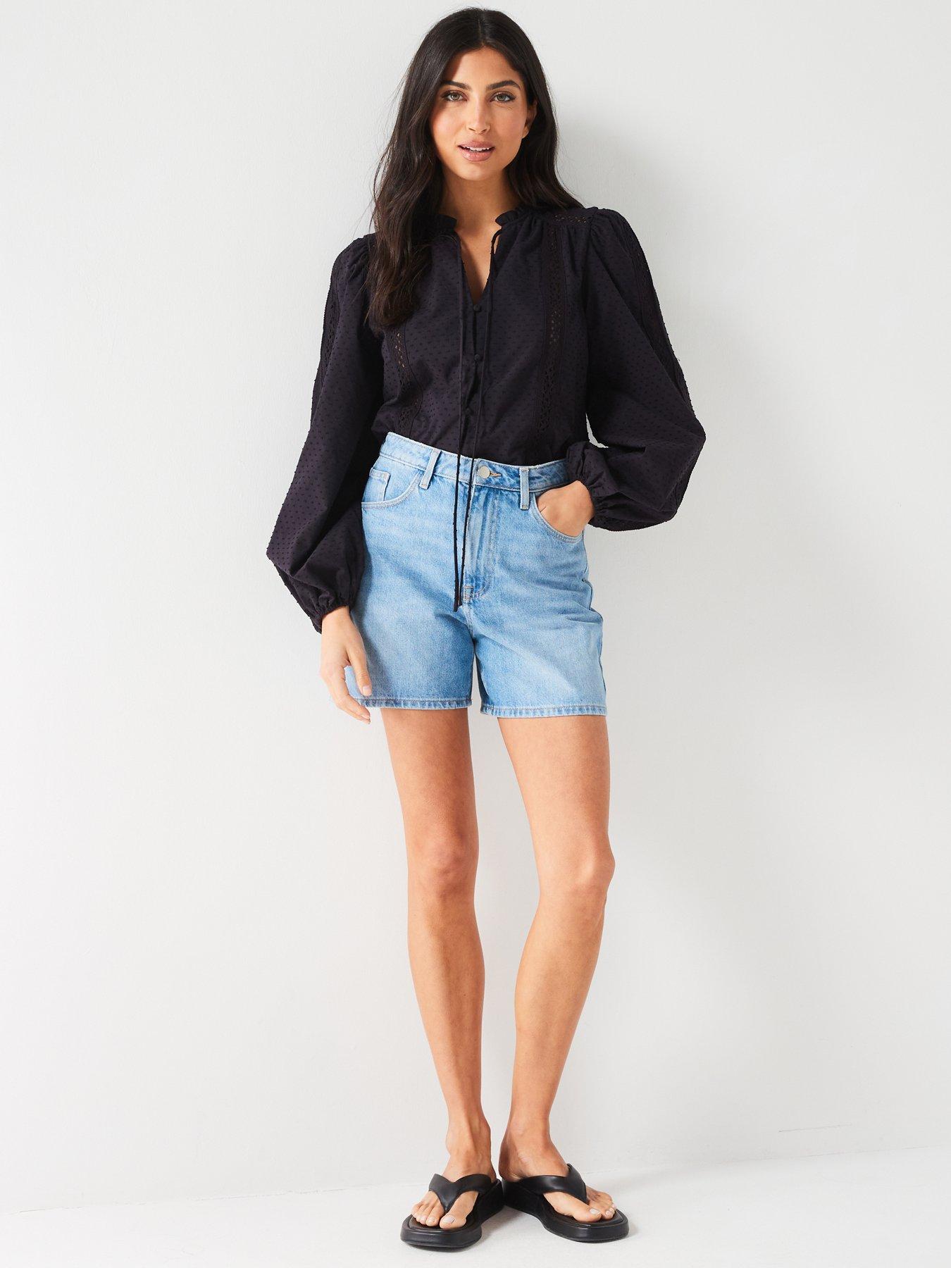 v-by-very-long-sleeve-dobby-textured-blouse-blackback