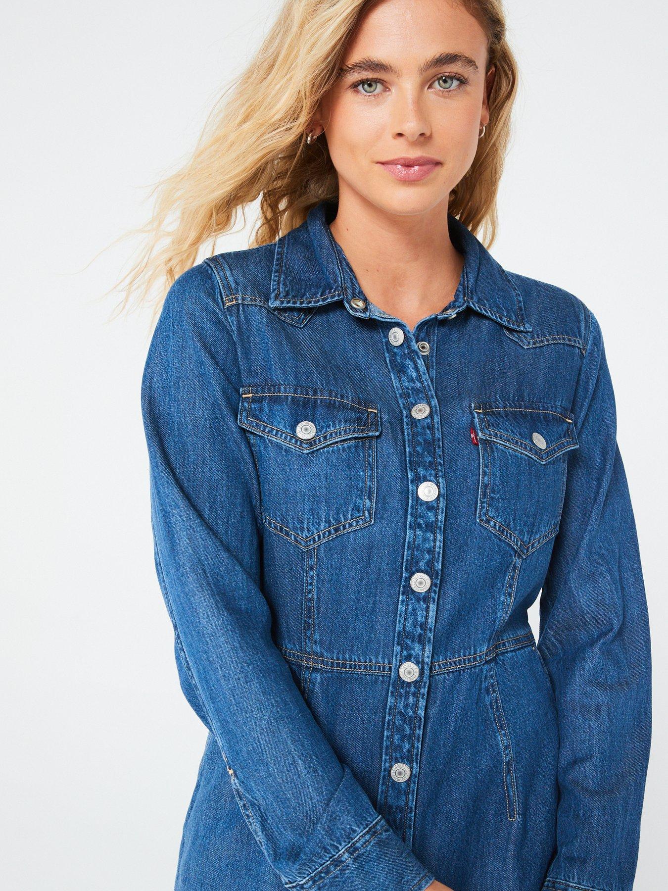 levis-otto-western-long-sleeve-denim-dress-blueoutfit