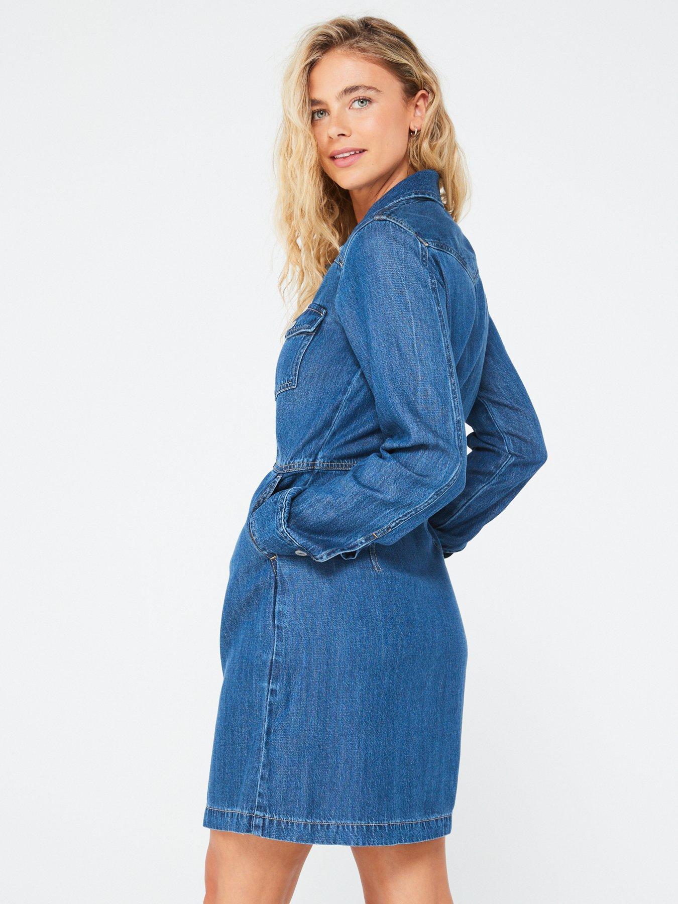 levis-otto-western-long-sleeve-denim-dress-bluedetail