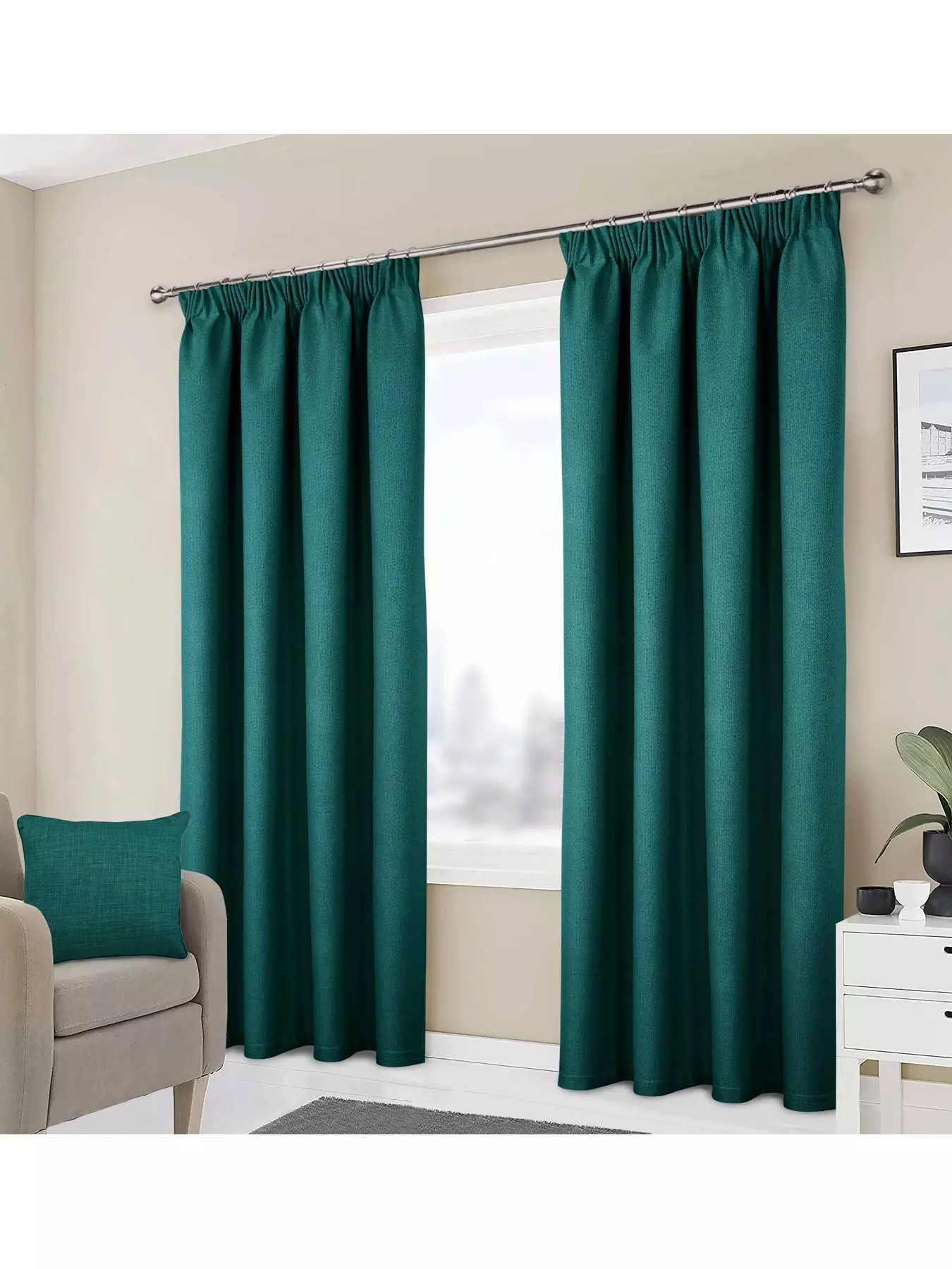 Buy Green Isla Floral Print Pencil Pleat Blackout/Thermal Curtains from  Next Ireland