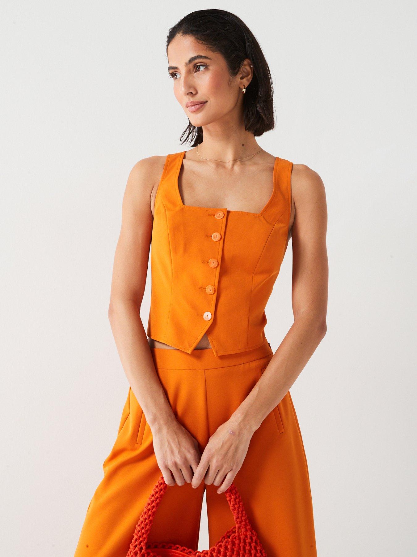 v-by-very-button-co-ord-corset-orangefront