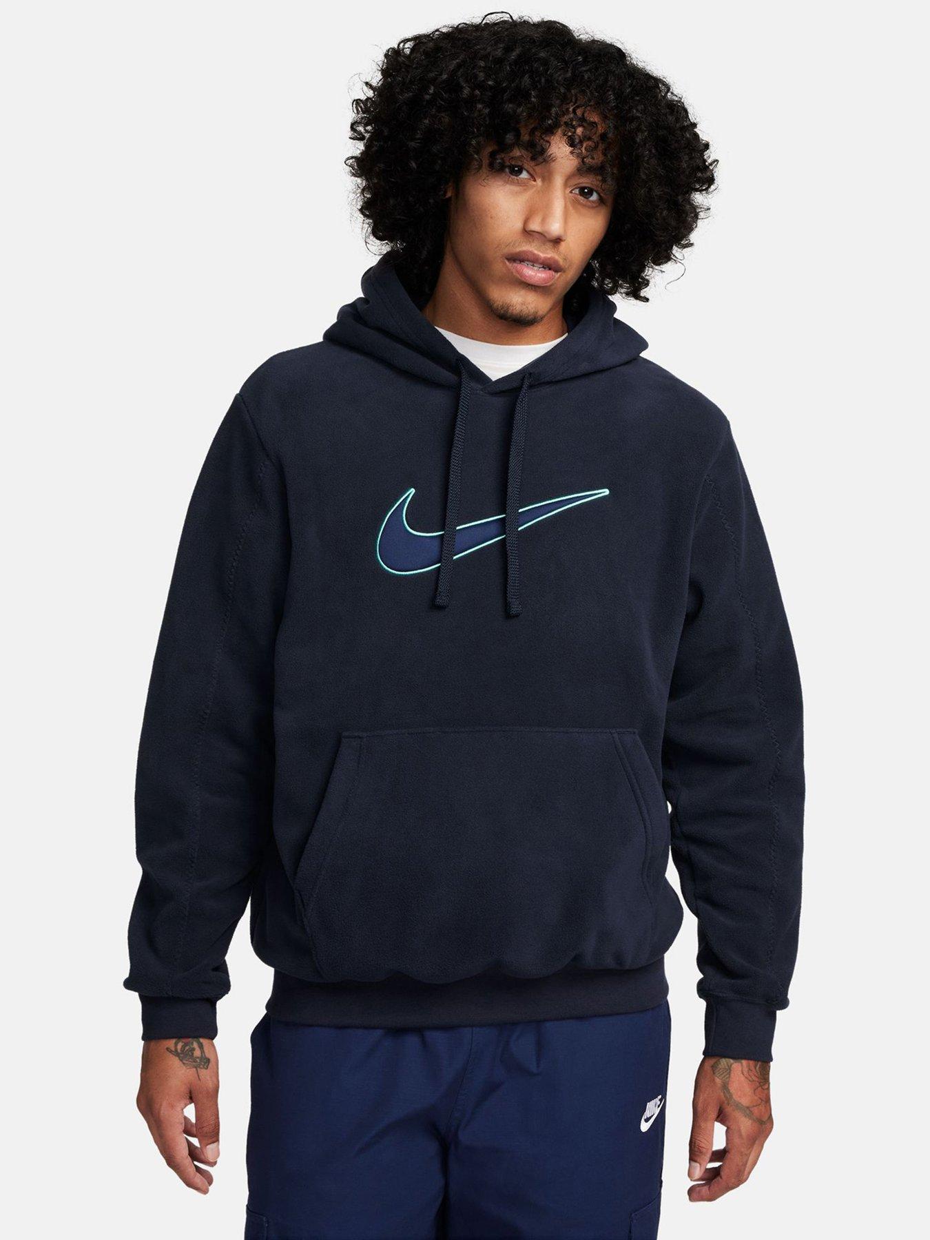 Mens Polar Fleece Overhead Hoodie Navy