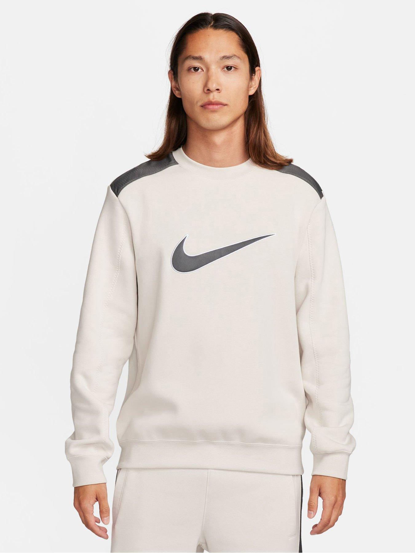 Nike Mens Swoosh Fleece Crew Neck Sweatshirt - Grey