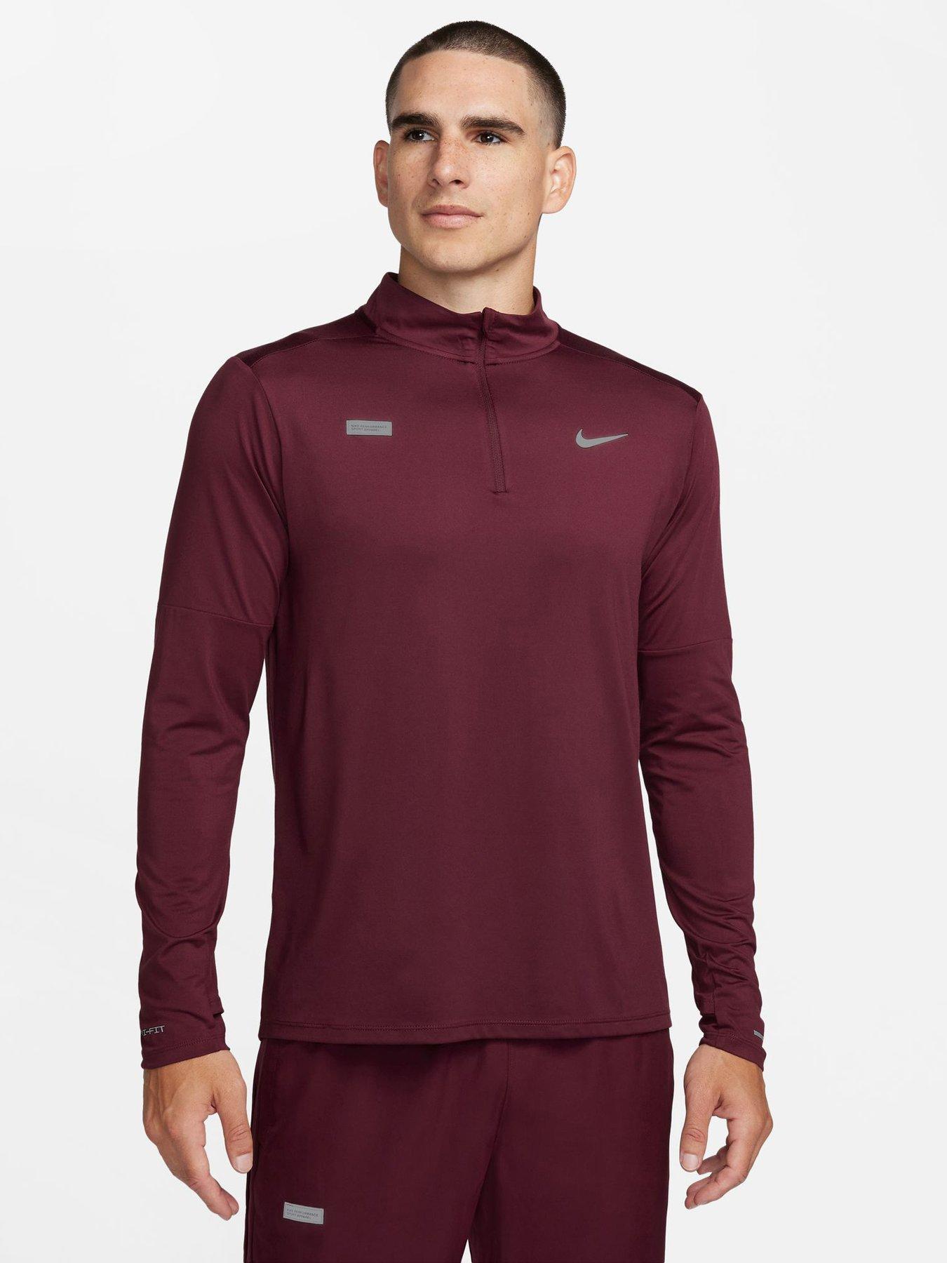 Mens Running Dri Fit 1 2 Zip Top Dark Red