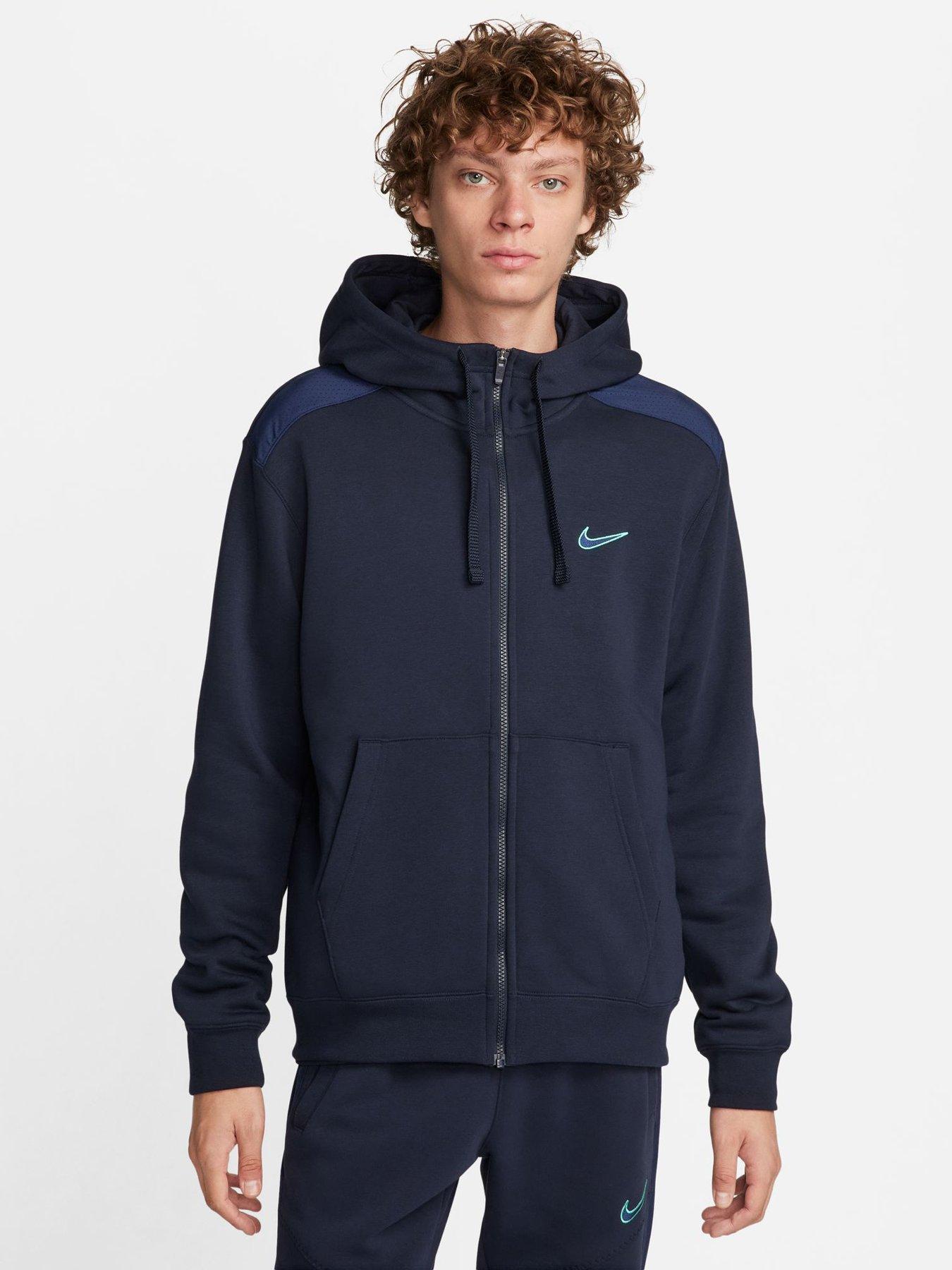 Mens navy zip clearance hoodie