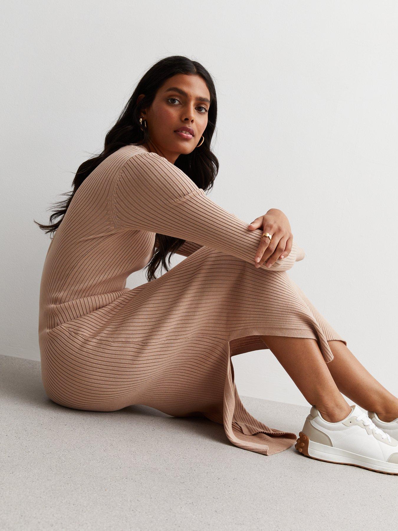 new-look-camel-ribbed-knit-bodycon-midi-dressdetail