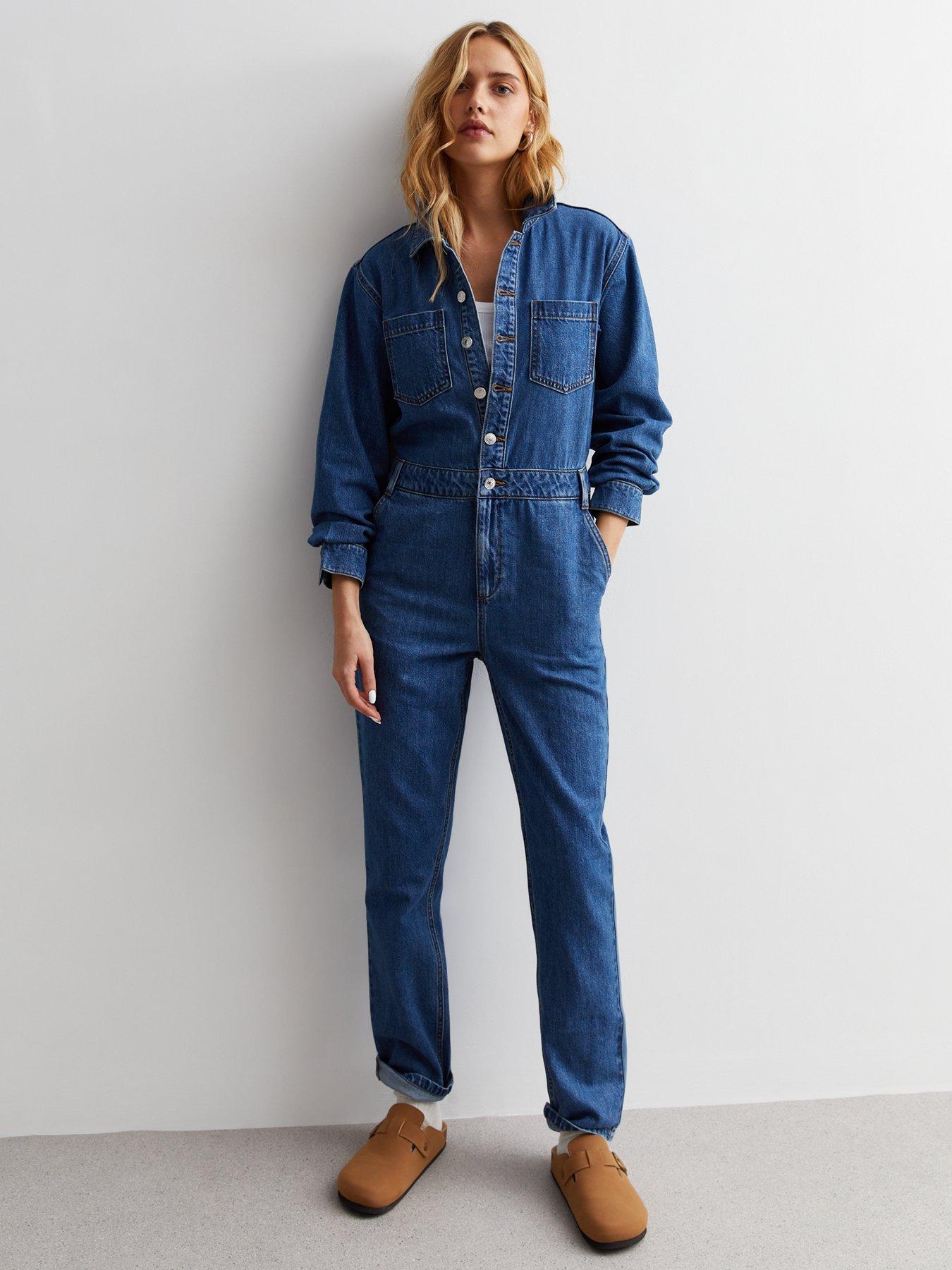 New Look Blue Denim Long Sleeve Jumpsuit Very Ireland