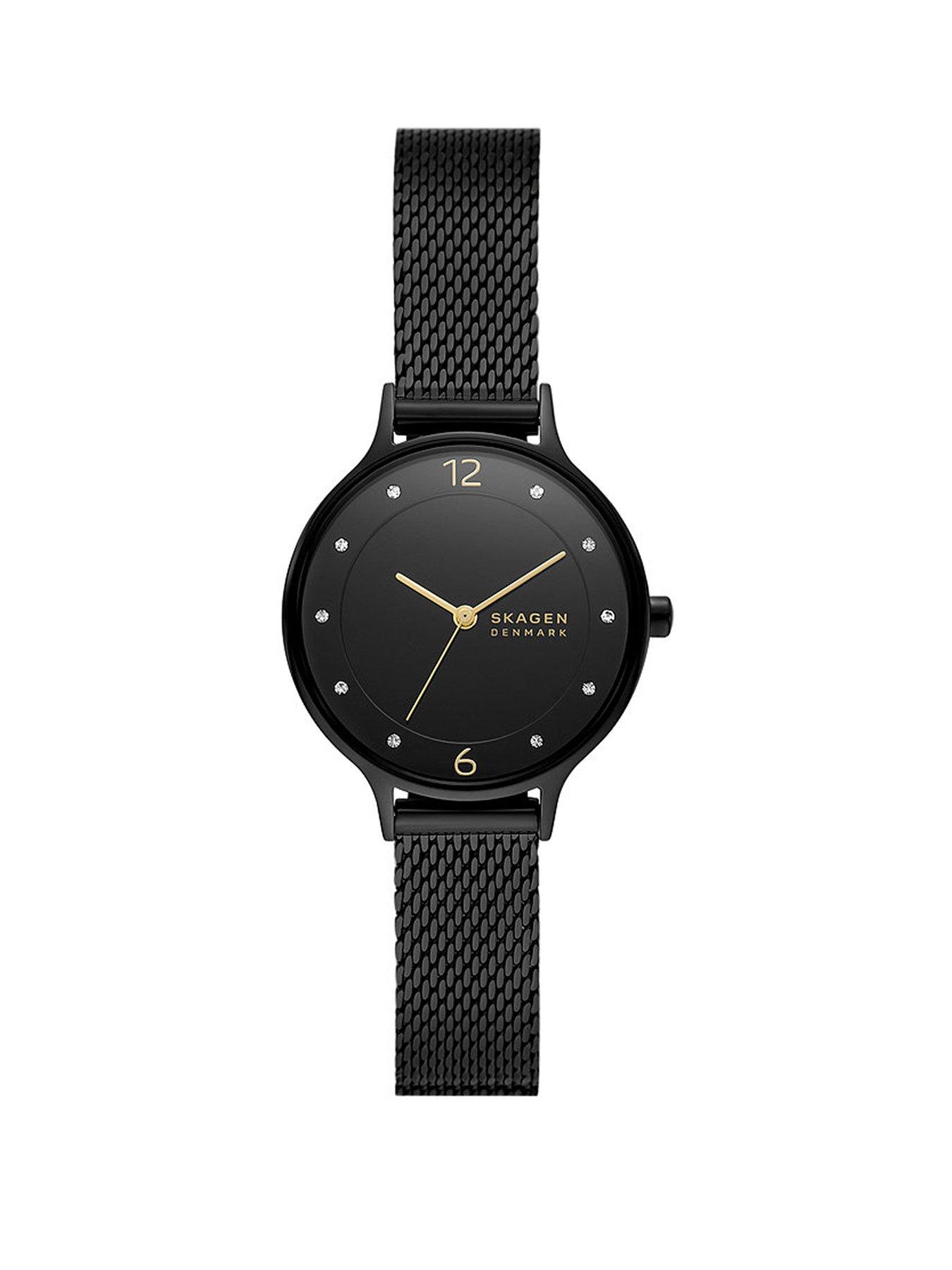 skagen-anita-lille-three-hand-black-stainless-steel-mesh-watchfront