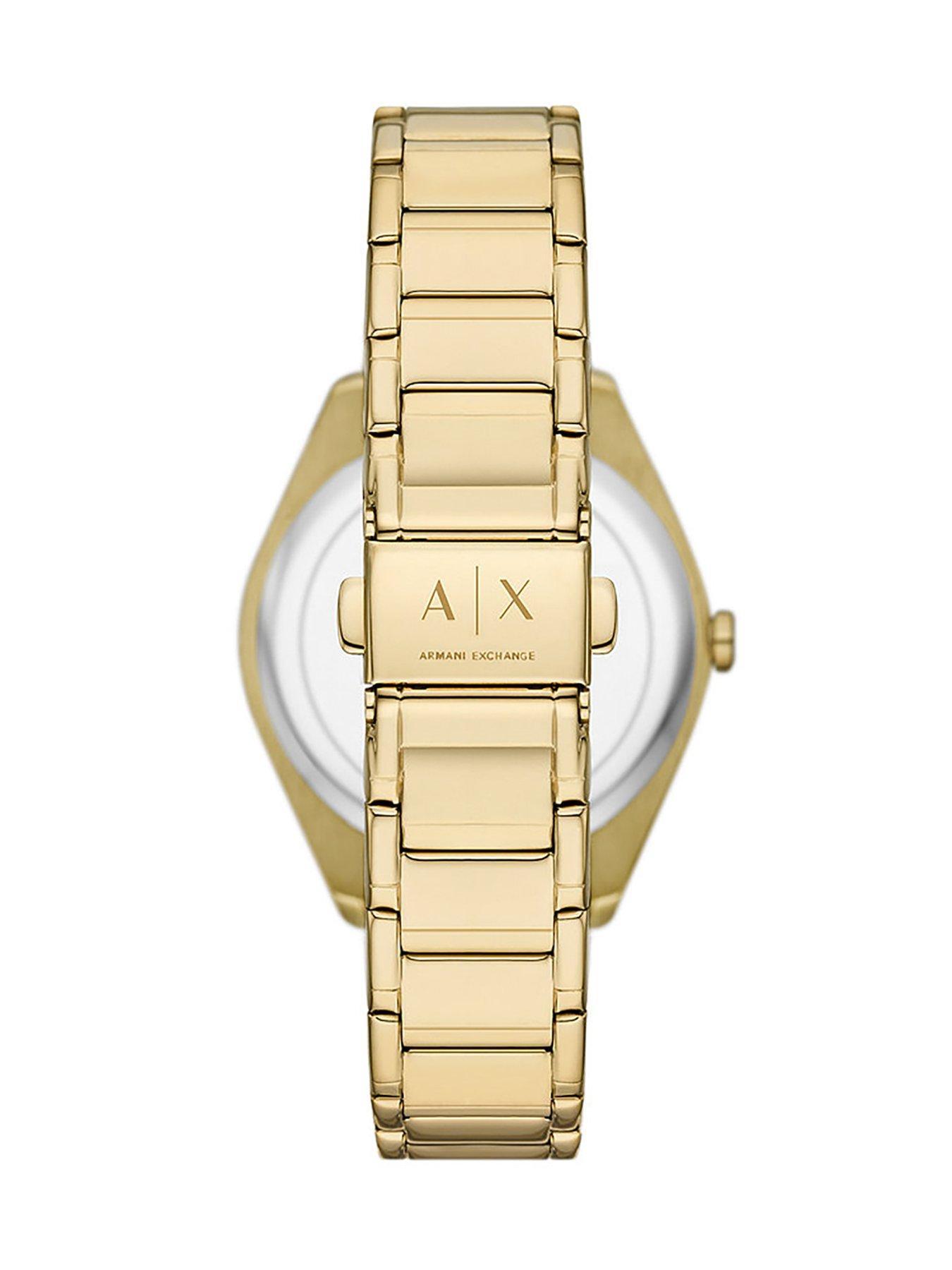 armani-exchange-armani-exchange-multifunction-gold-tone-stainless-steel-watchoutfit