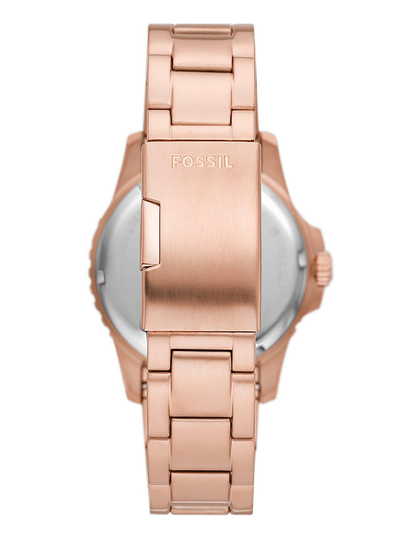 fossil-blue-gmt-rose-gold-tone-stainless-steel-watchoutfit