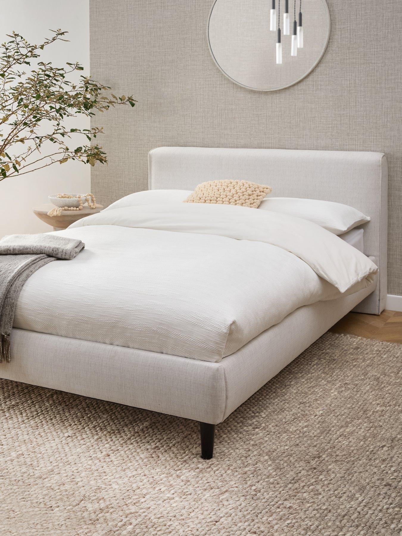 Image of Michelle Keegan Home Carla Fabric Bed Frame with Mattress Options (Buy  &  SAVE!) - Natural