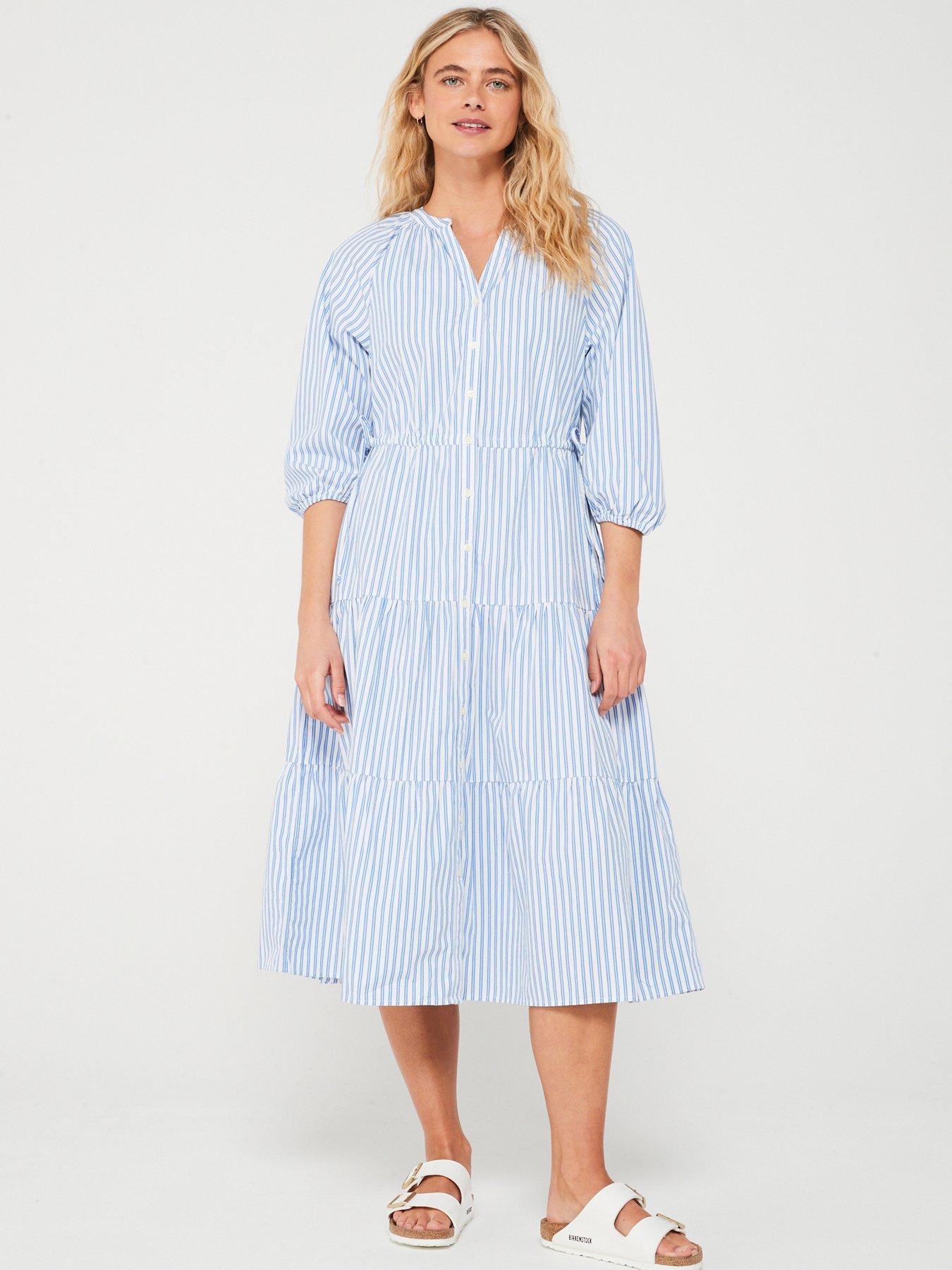 levis-cecile-short-sleeve-midi-shirt-dress-bearberry-stripe-blue