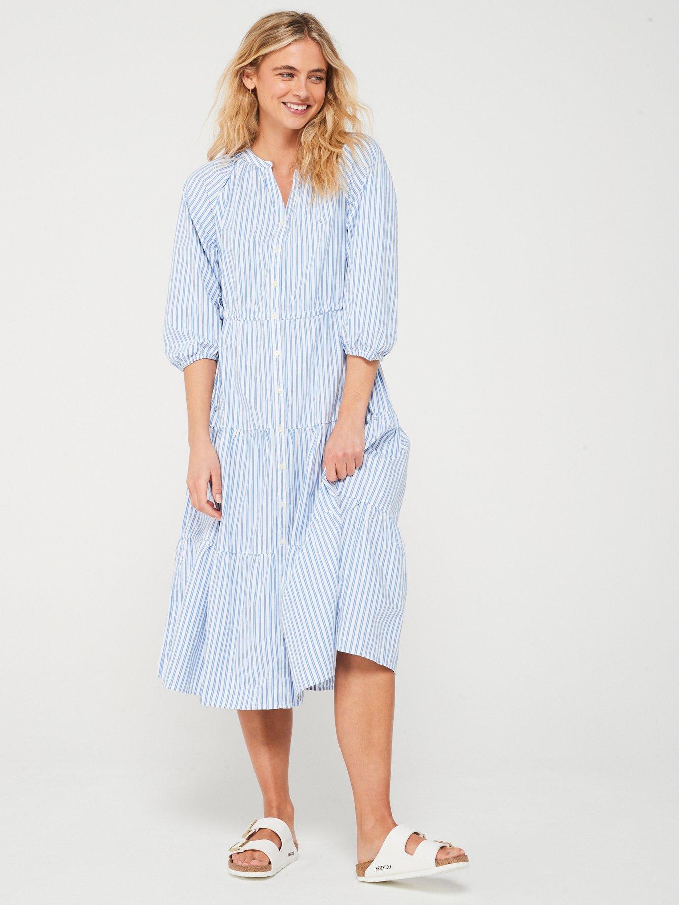 levis-cecile-short-sleeve-midi-shirt-dress-bearberry-stripe-blueback