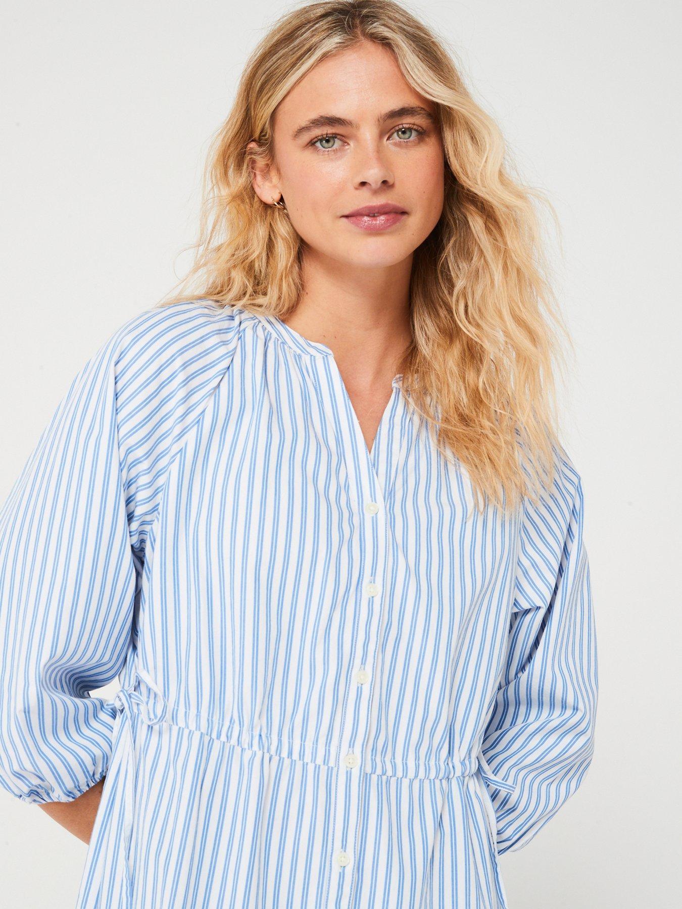 levis-cecile-short-sleeve-midi-shirt-dress-bearberry-stripe-blueoutfit