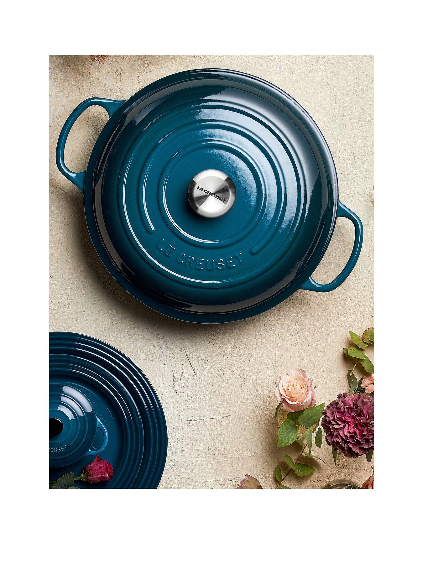 Le Creuset Signature 30 cm Shallow Cast Iron Casserole in Deep Teal ...