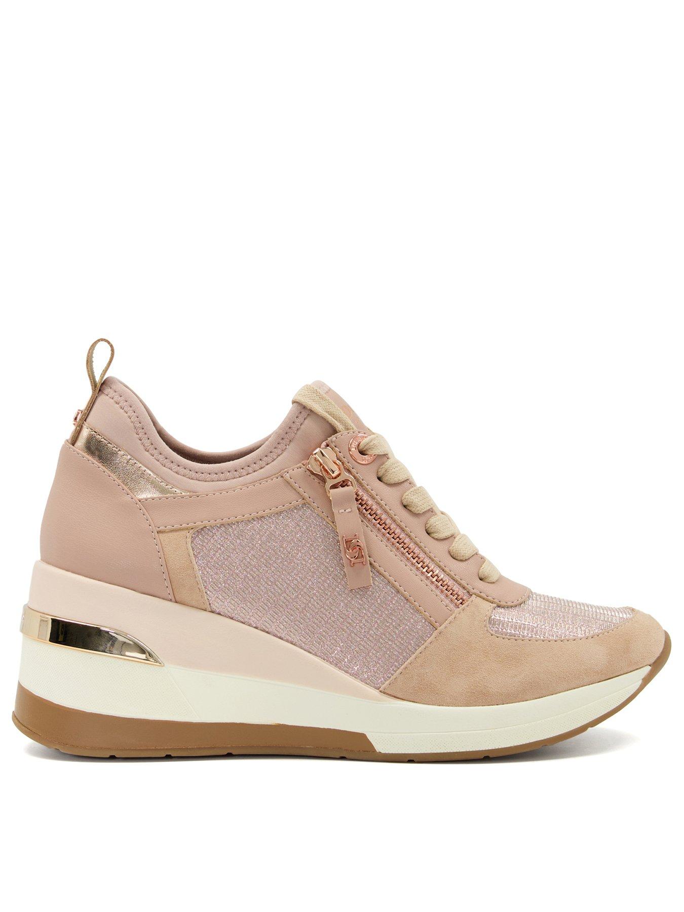 Rose gold store wedge trainers