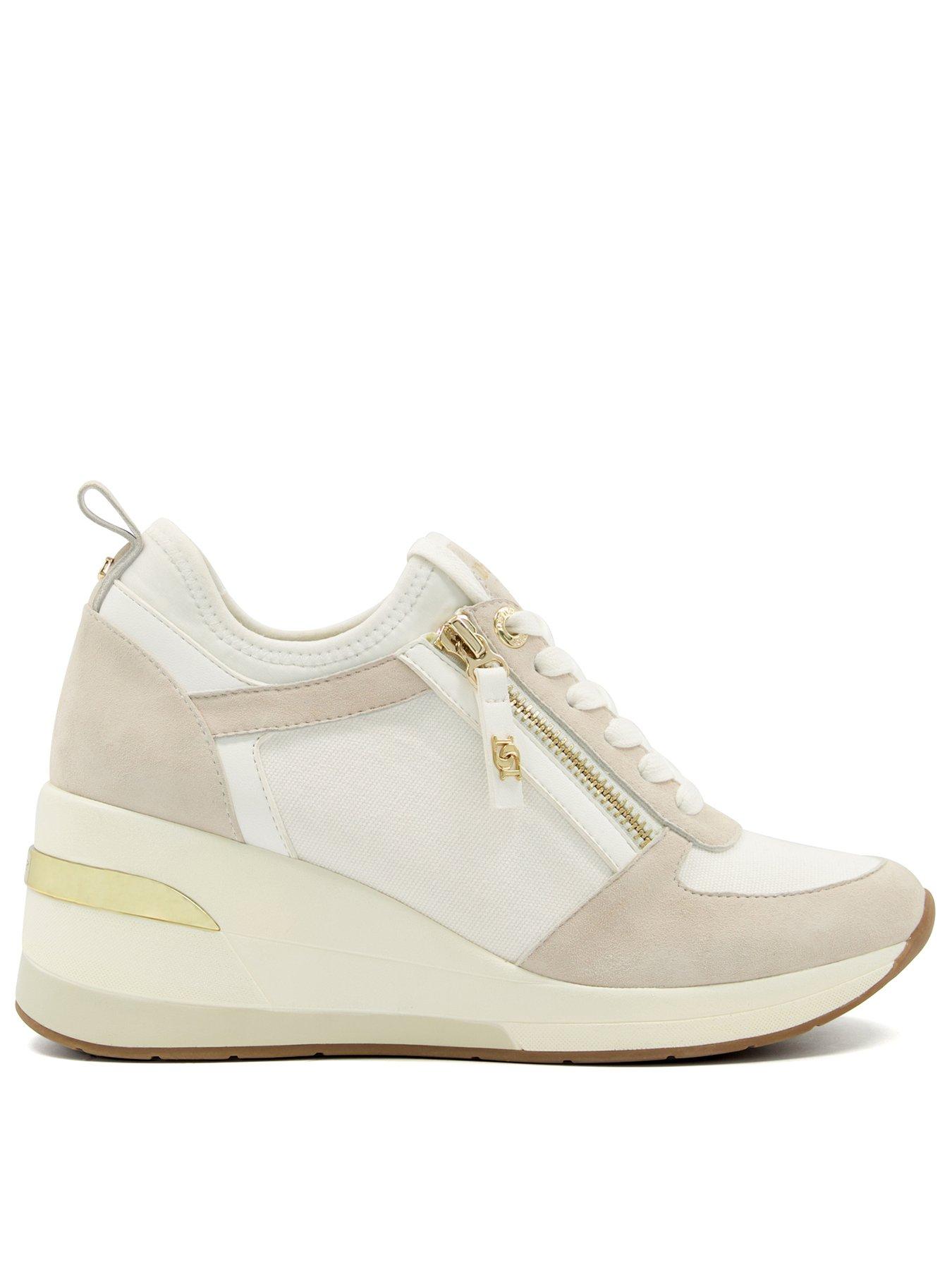 Dune London Eilin Cream Wedge Lace up Trainers