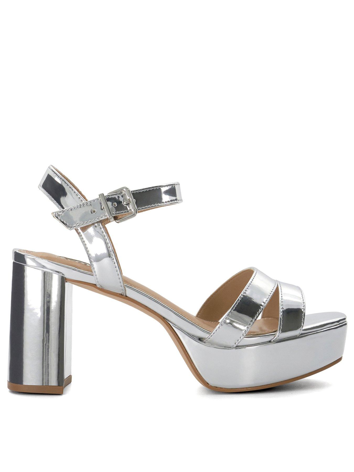 Dune London Dune London Molten Silver Leather Mid platform Sandals