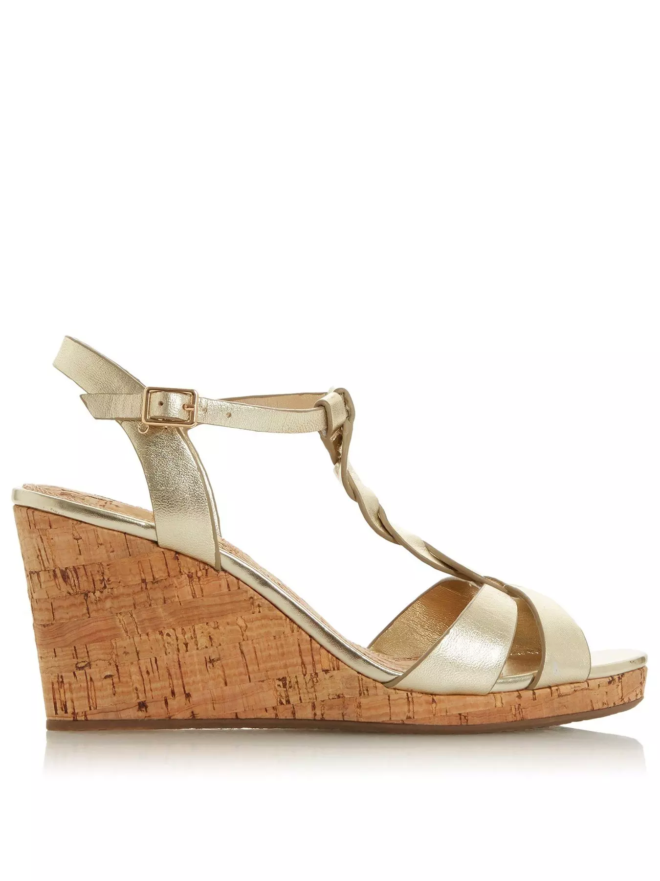 Woven Crossover Ankle Strap Wedge Sandals, Dune London