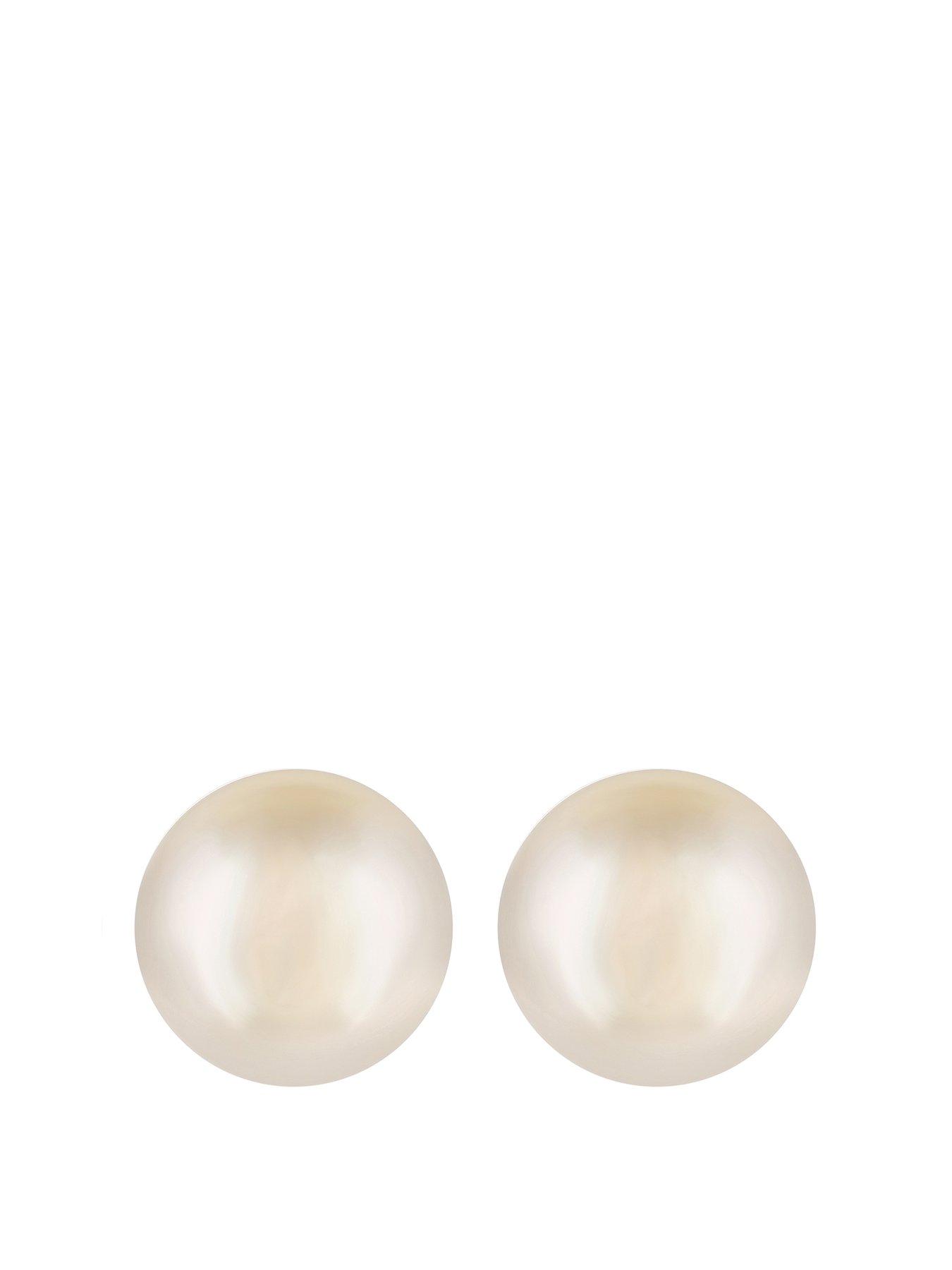 Jon Richard Jon Richard Silver Plated 14mm Cream Pearl Bouton Stud Earrings
