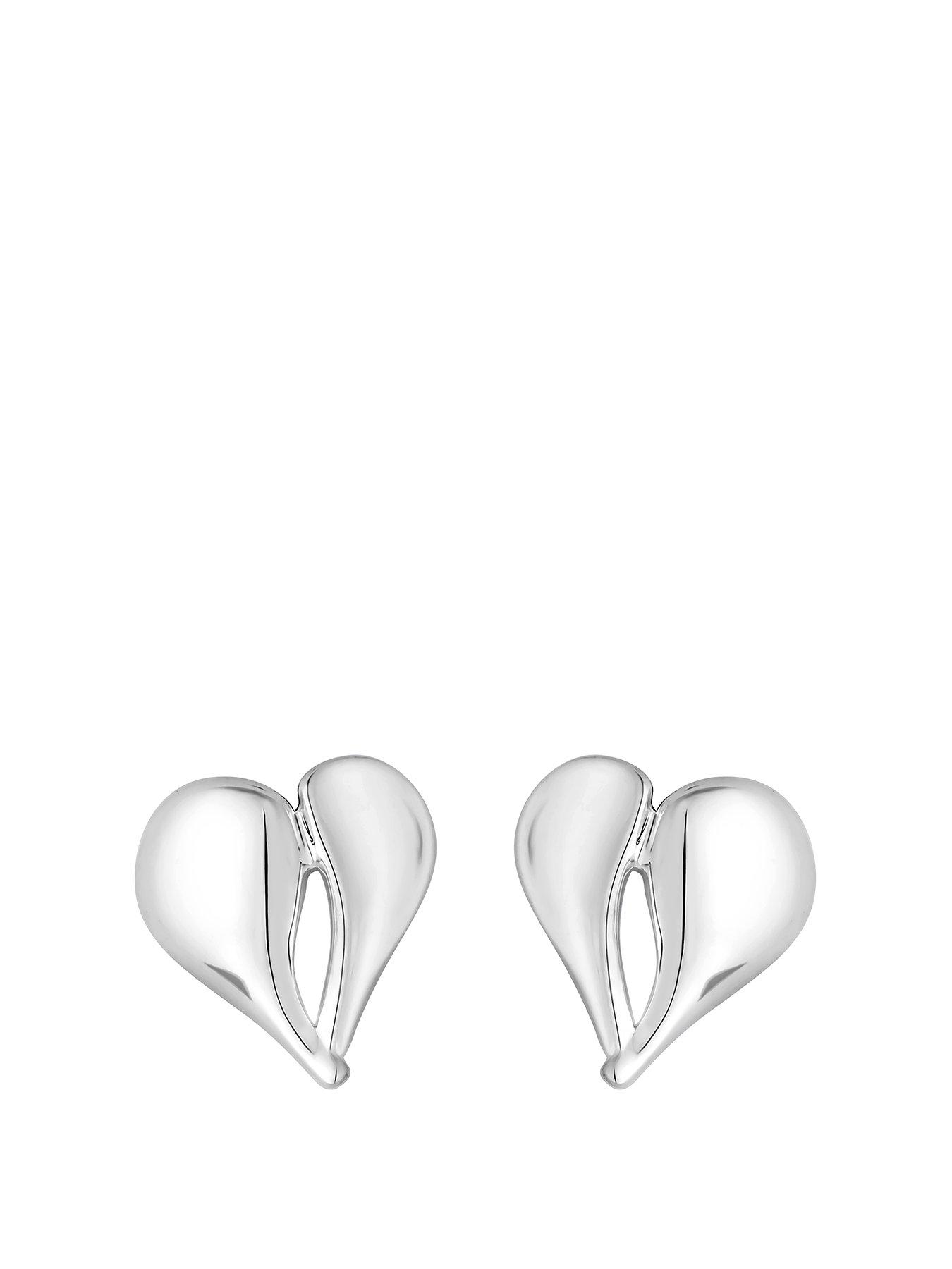 Simply Silver Simply Silver Sterling Silver 925 Polished Heart Stud Earrings