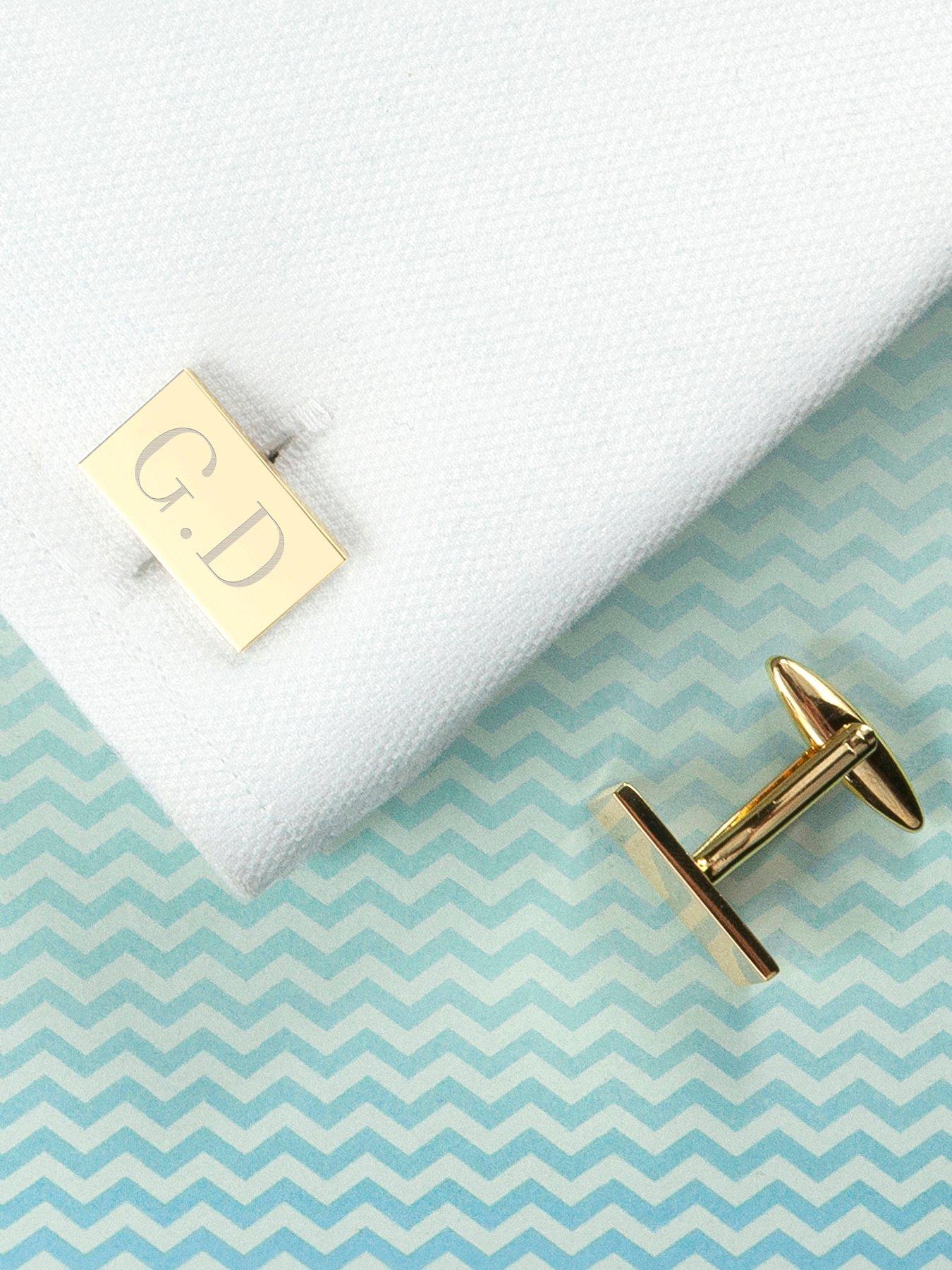 Image 3 of 5 of Treat Republic Personalised Rectangle Gold Plated Cufflinks