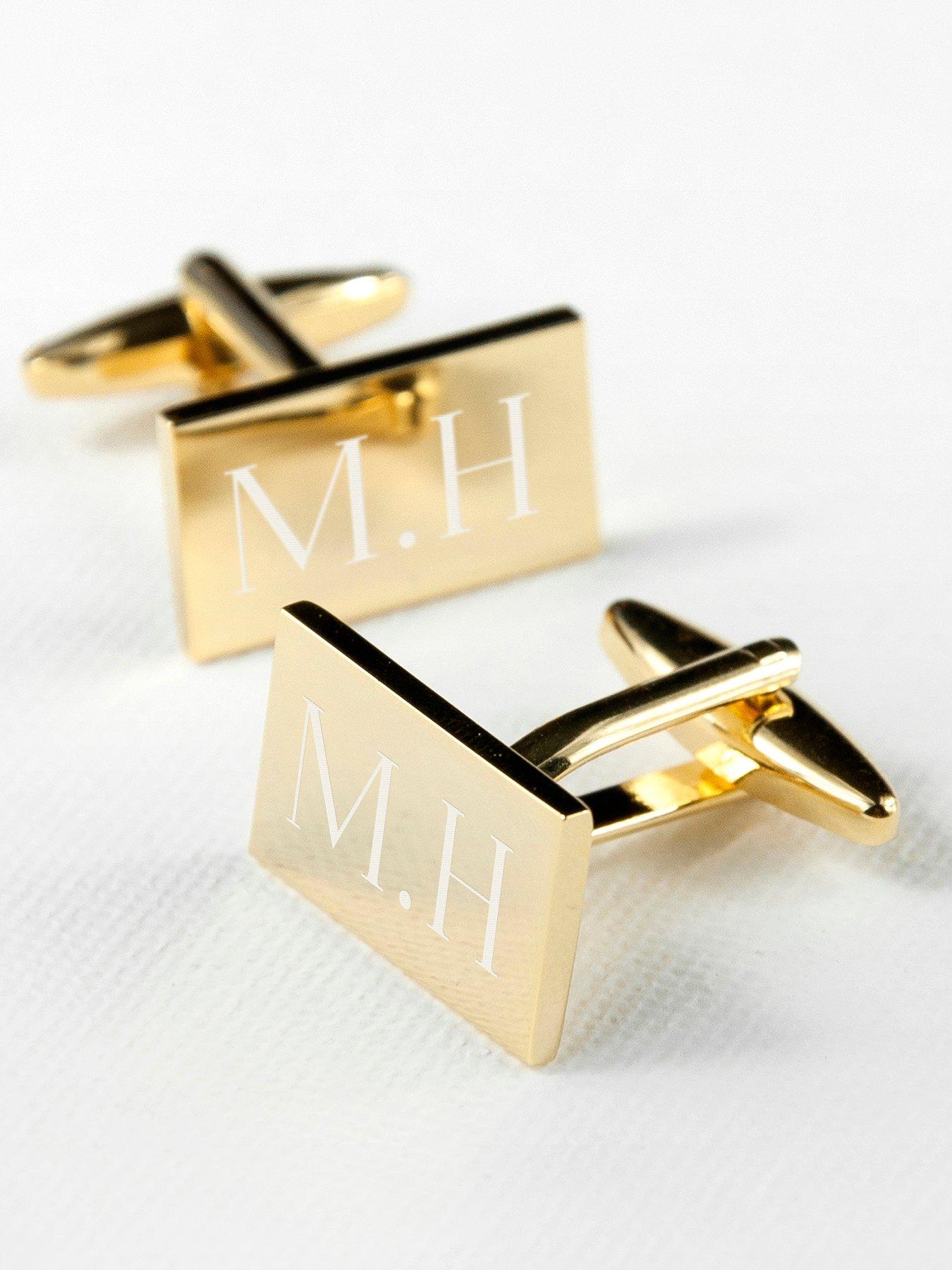 Image 5 of 5 of Treat Republic Personalised Rectangle Gold Plated Cufflinks