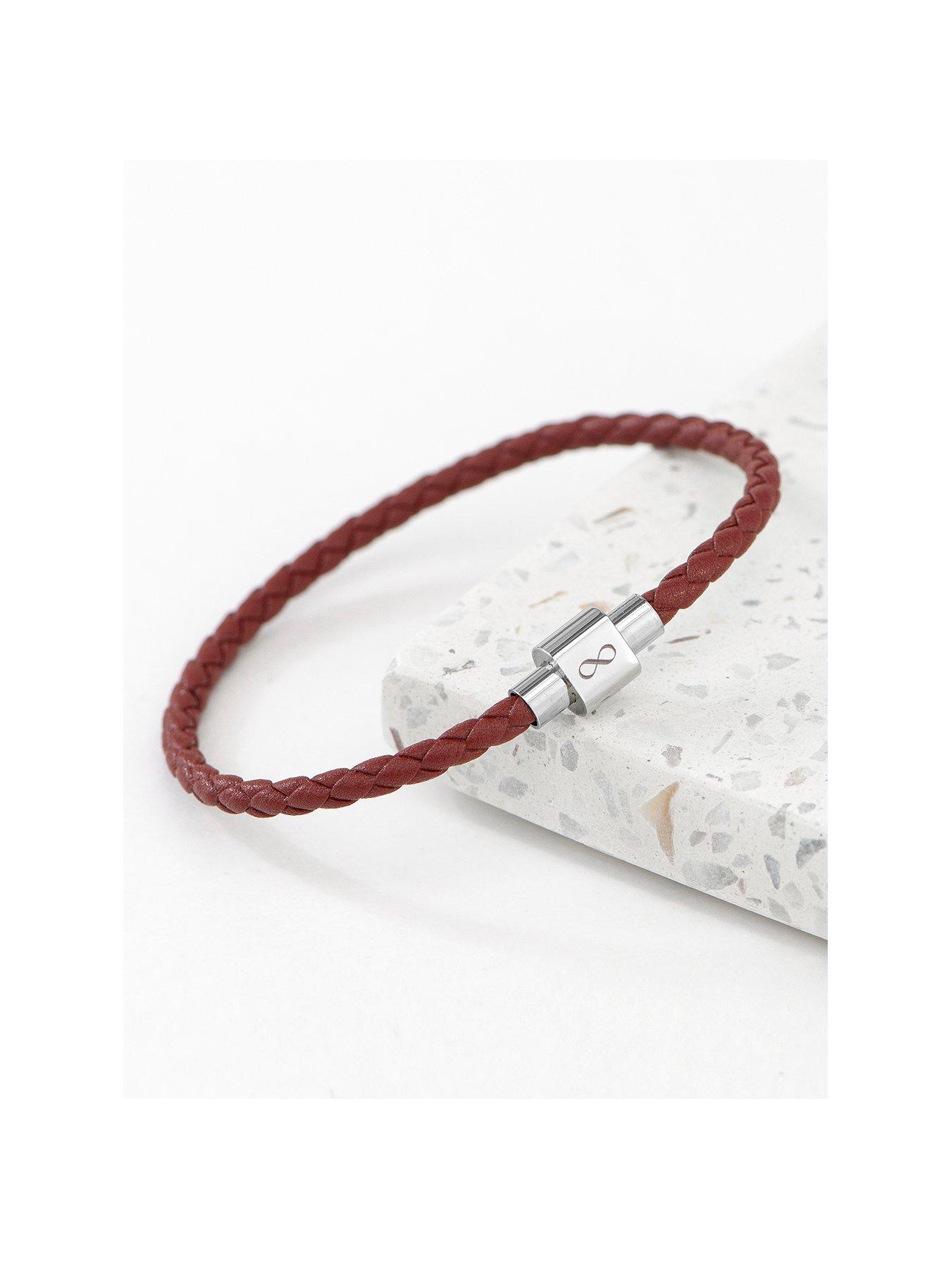 treat-republic-personalised-mens-infinity-woven-leather-bracelet-burnt-sienna