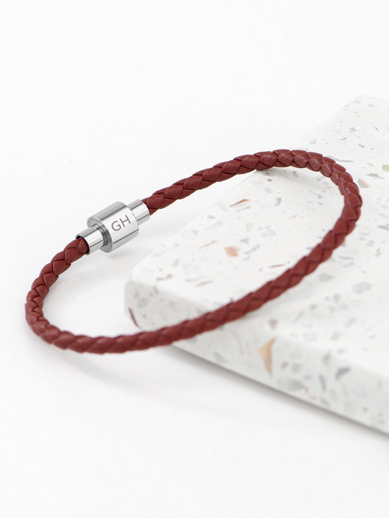 treat-republic-personalised-mens-infinity-woven-leather-bracelet-burnt-siennastillFront