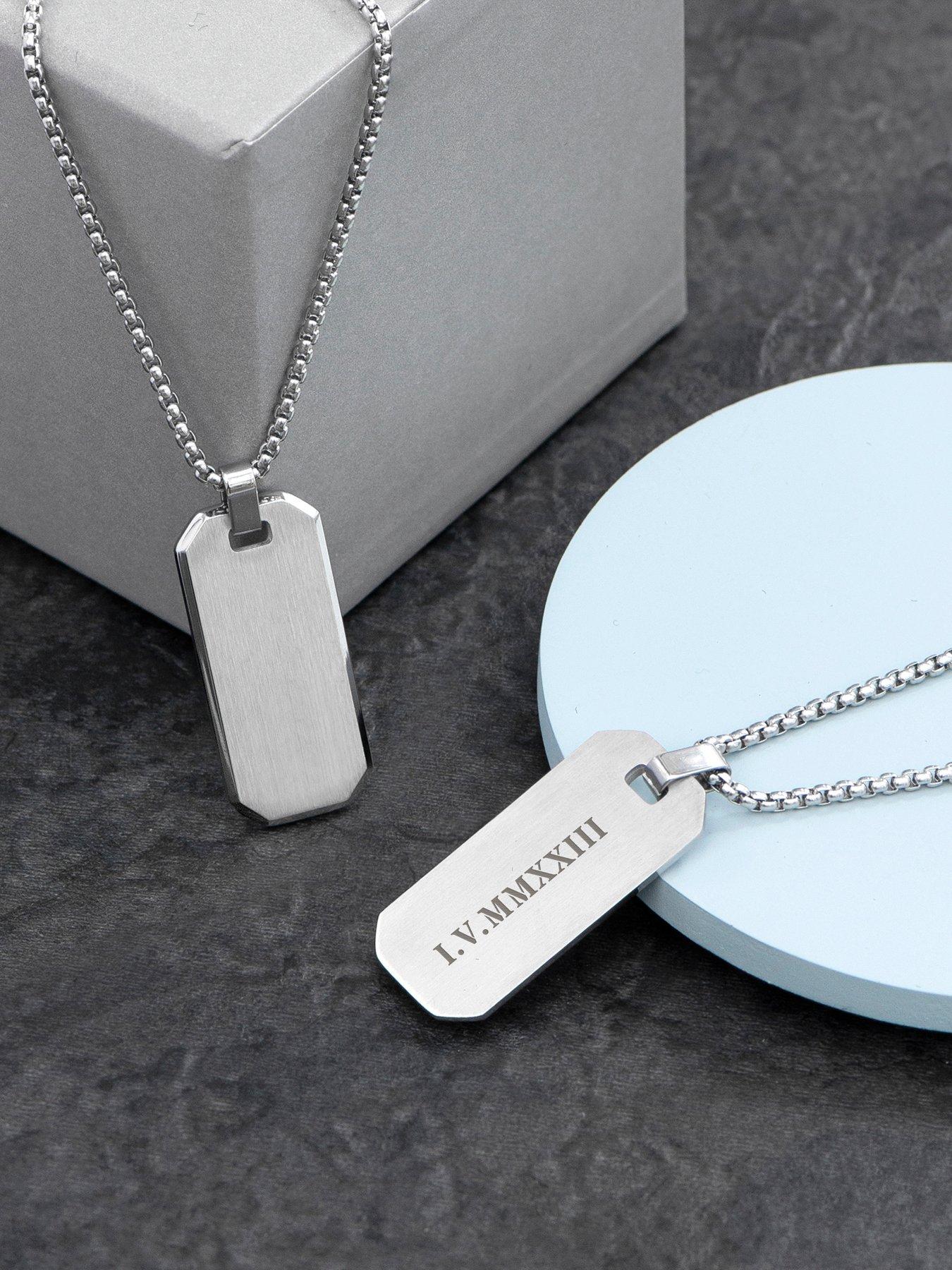 Mens silver outlet dog tag necklace