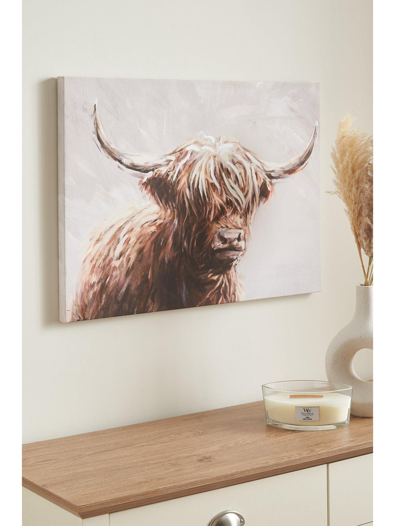 Very Home Printed Highland Cow Canvas