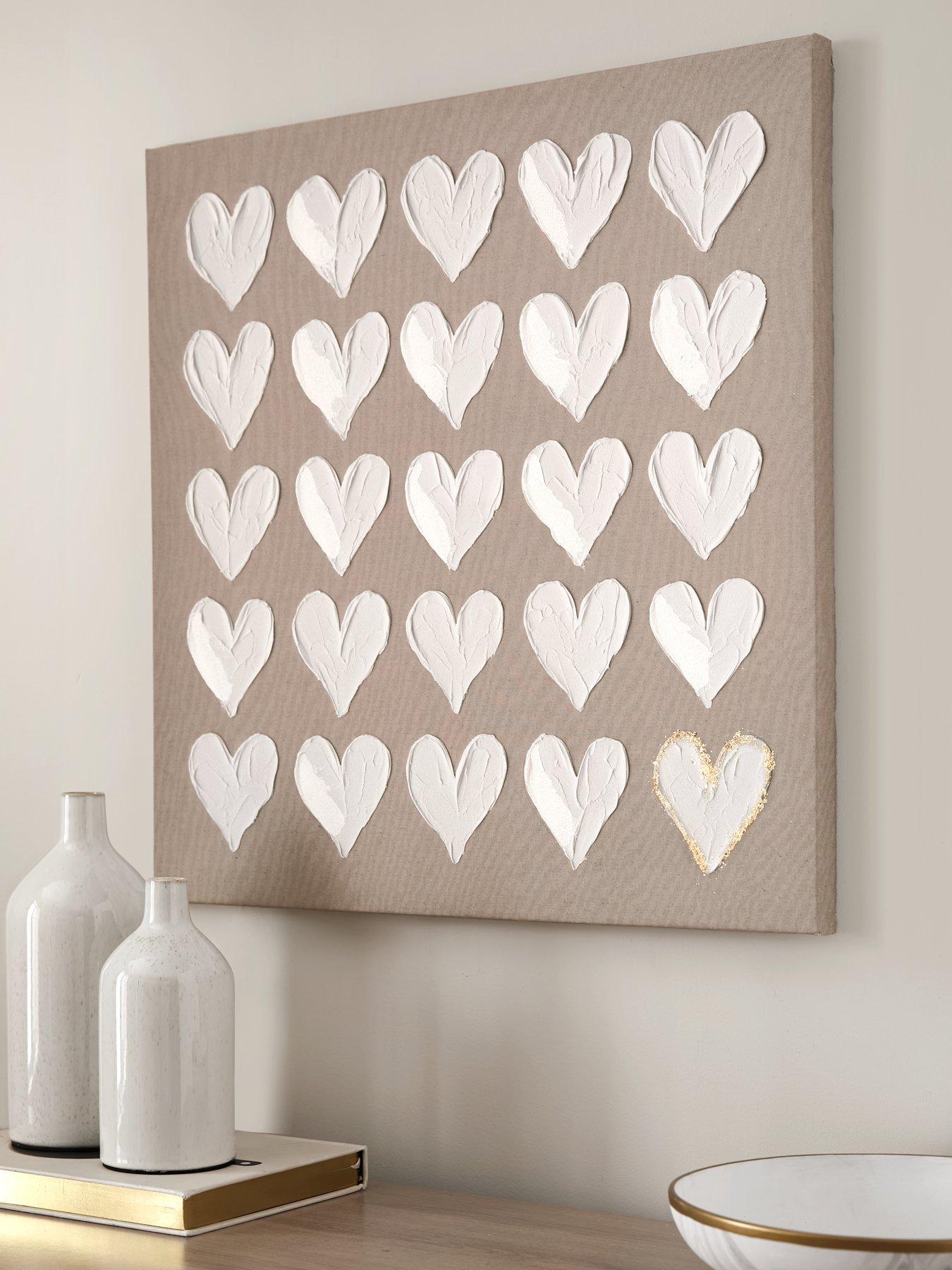 Very Home Printed Canvas White Hearts 60x60cm