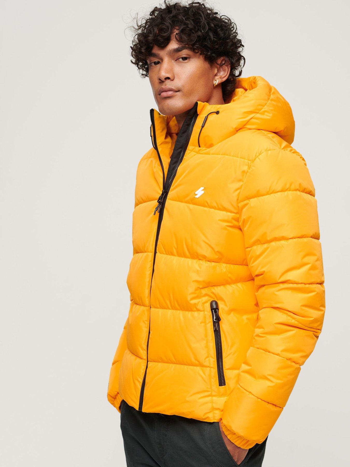 Bright yellow puffer outlet jacket