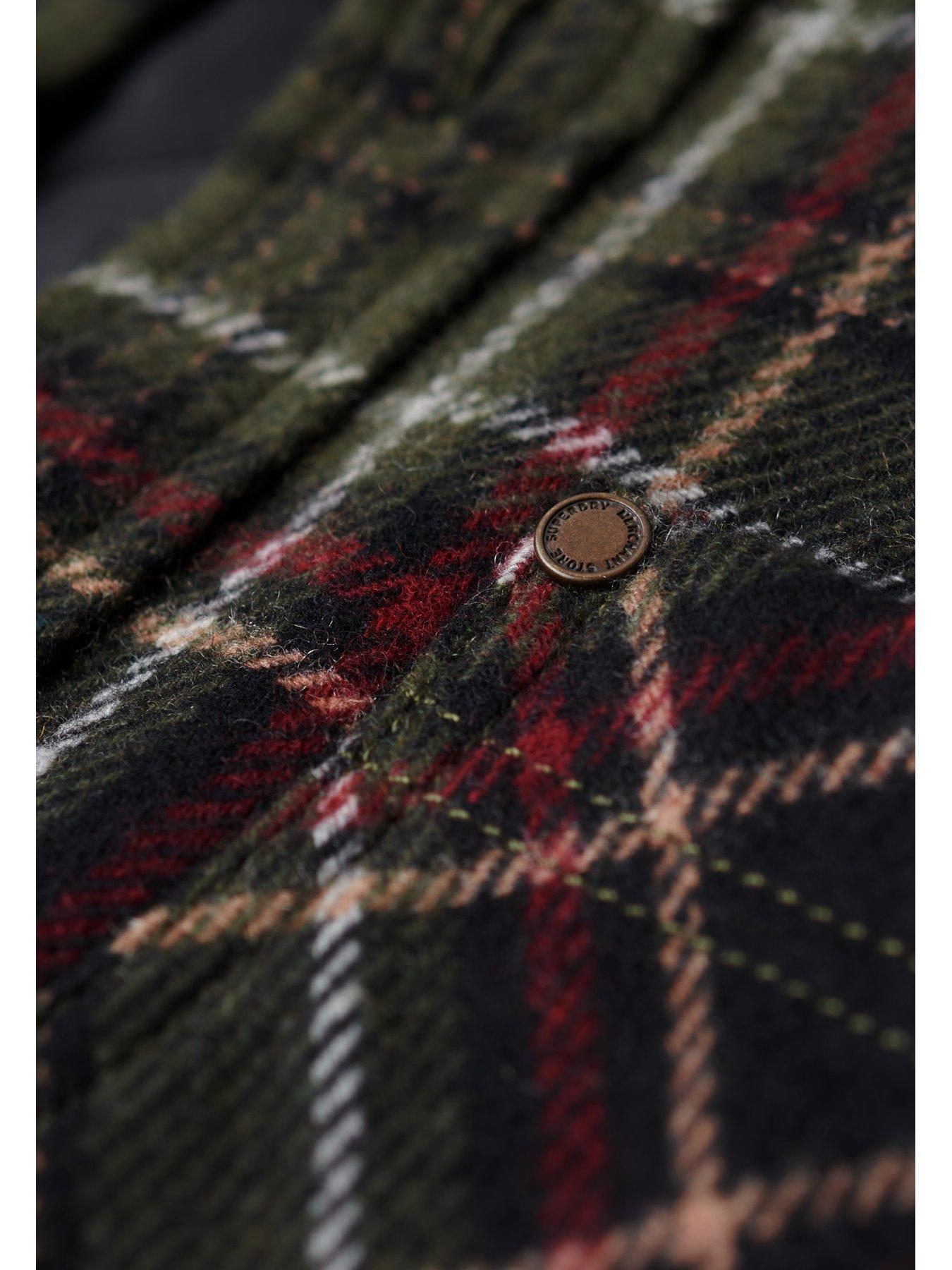 Image 3 of 5 of Superdry Merchant Store Quilted Checked Overshirt - Dark Green