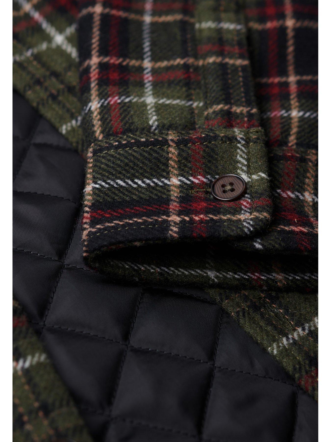Image 4 of 5 of Superdry Merchant Store Quilted Checked Overshirt - Dark Green