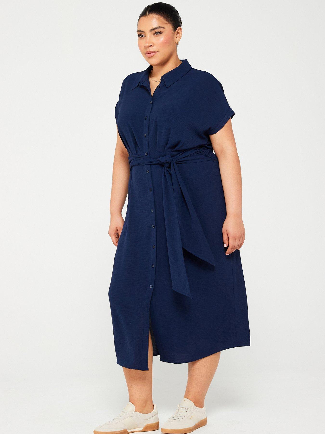 v-by-very-curve-tie-waist-midi-shirt-dress-navy