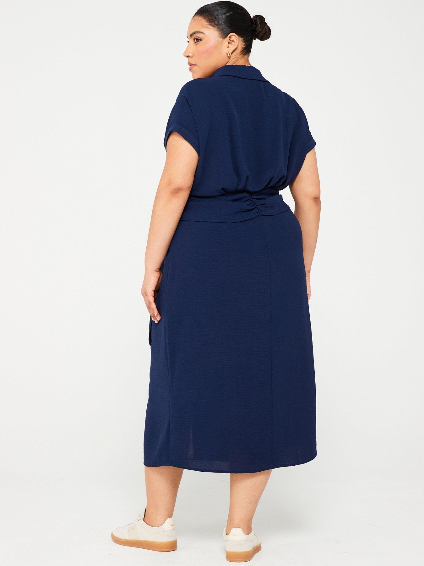 v-by-very-curve-tie-waist-midi-shirt-dress-navystillFront