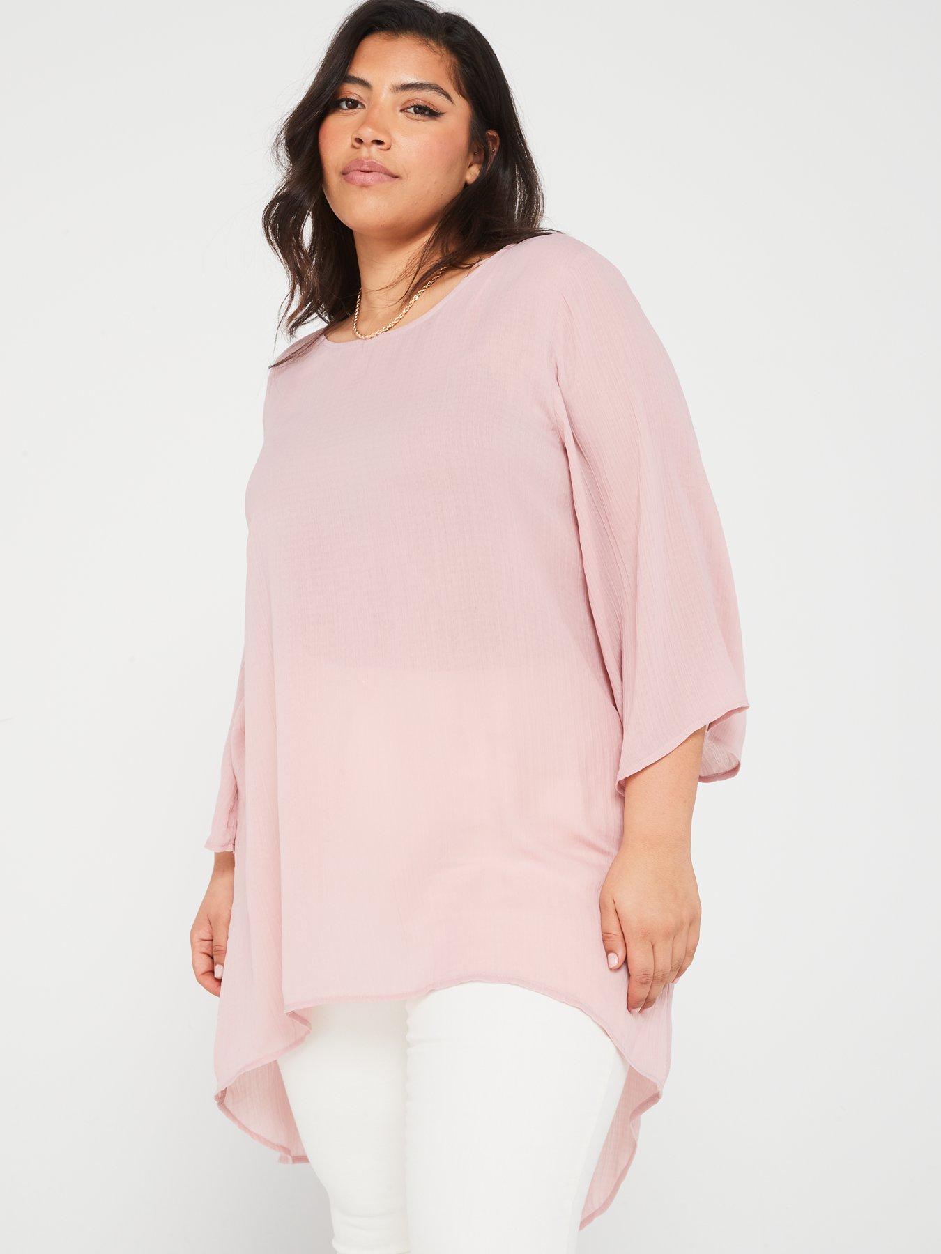 v-by-very-curve-longline-dipped-hem-textured-top-pinkback