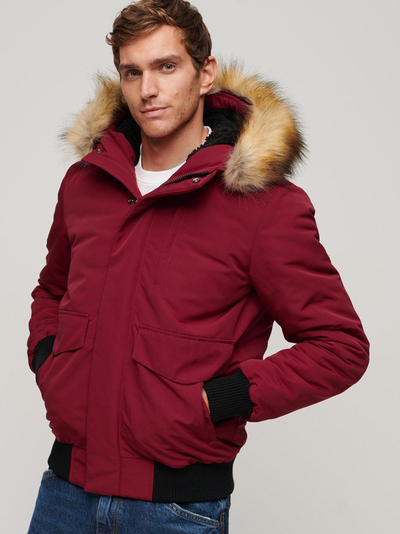 Superdry Everest Faux Fur Hooded Padded Coat Red Very Ireland