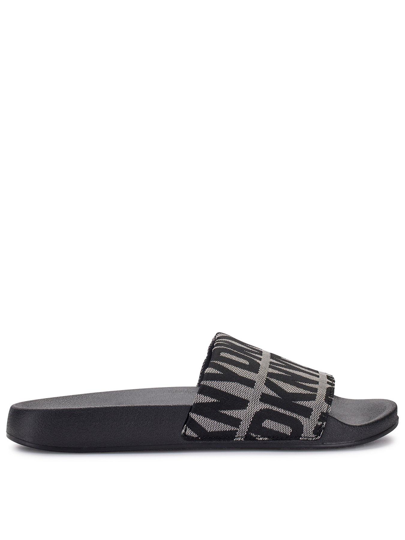 dkny-zella-flat-slide-blackwhite