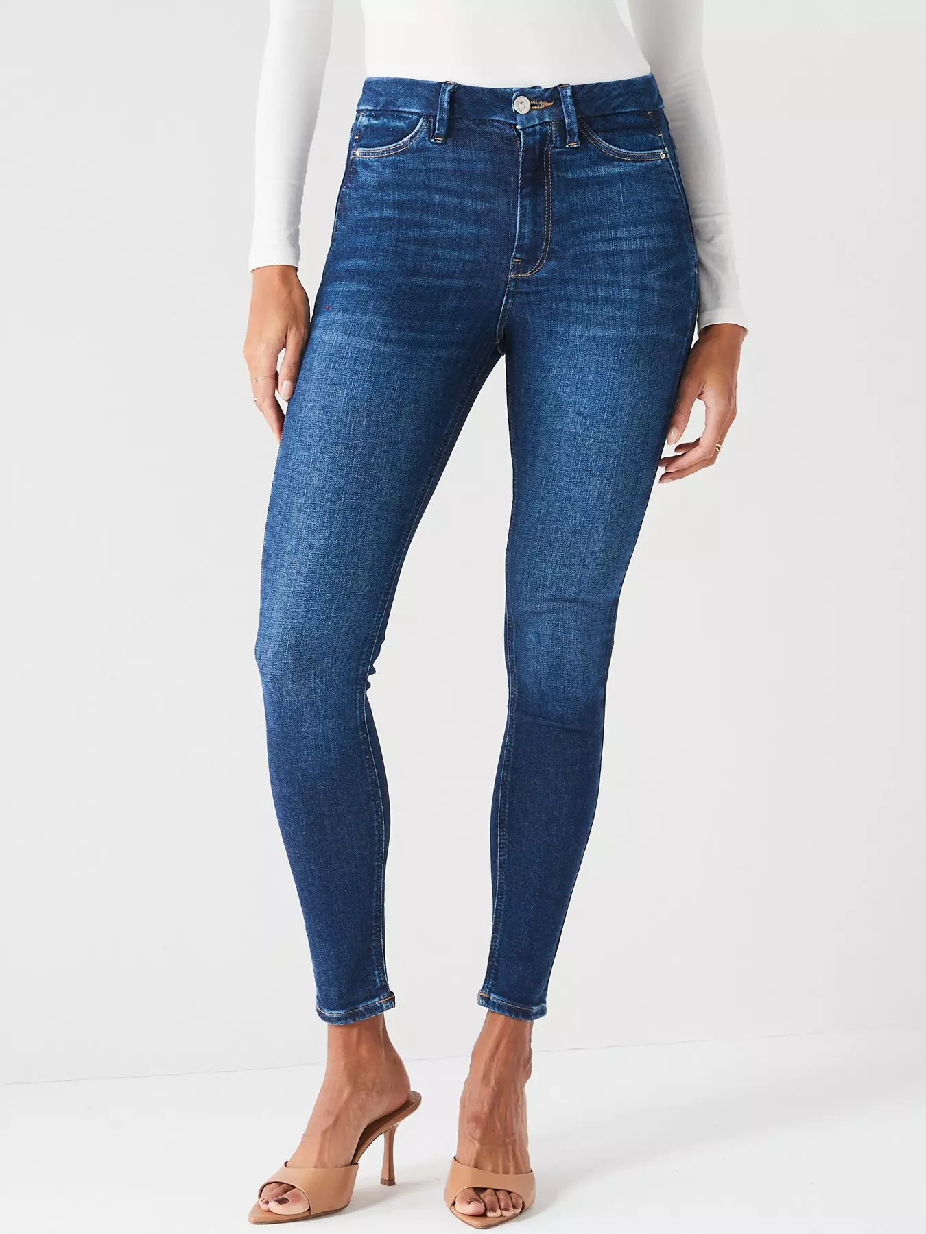 Buy DKNY Jeans women skinny fit dark wash non stretchable denim jeans deep  indigo Online